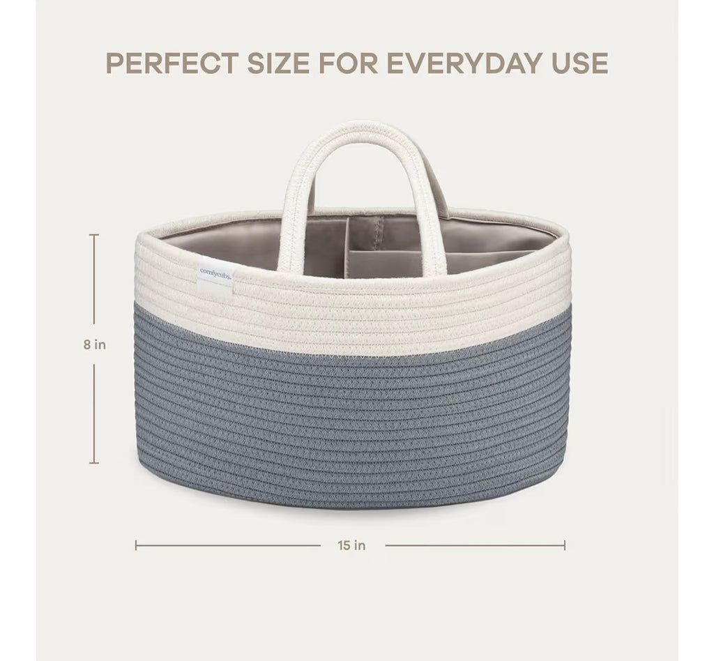 Blue & White Rope Diaper Caddy