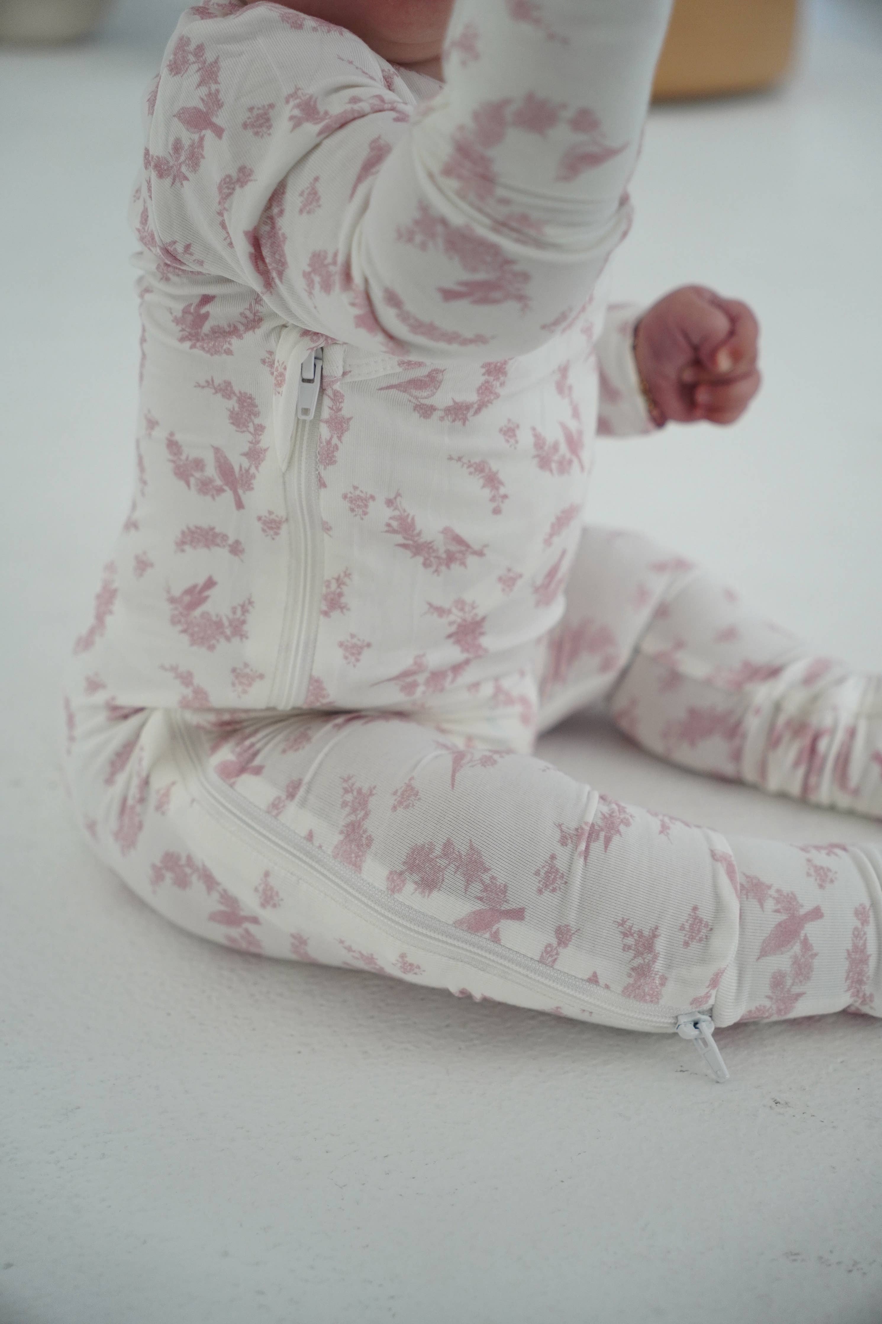 Little Threads Label - Little Pink Bird Bamboo Footie