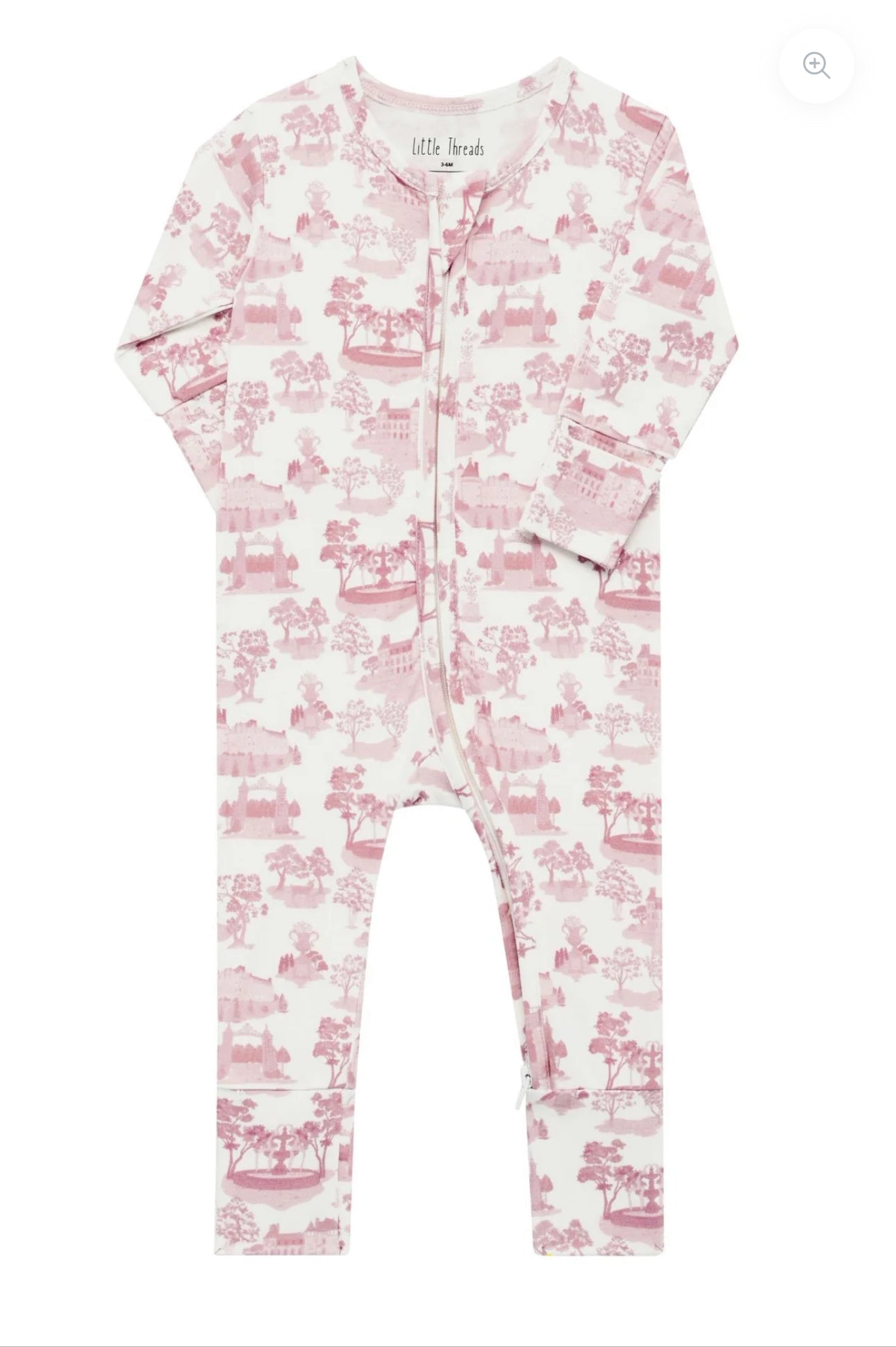 Little Threads Label - Mauve Toile De Jouy Bamboo Wrap Footie