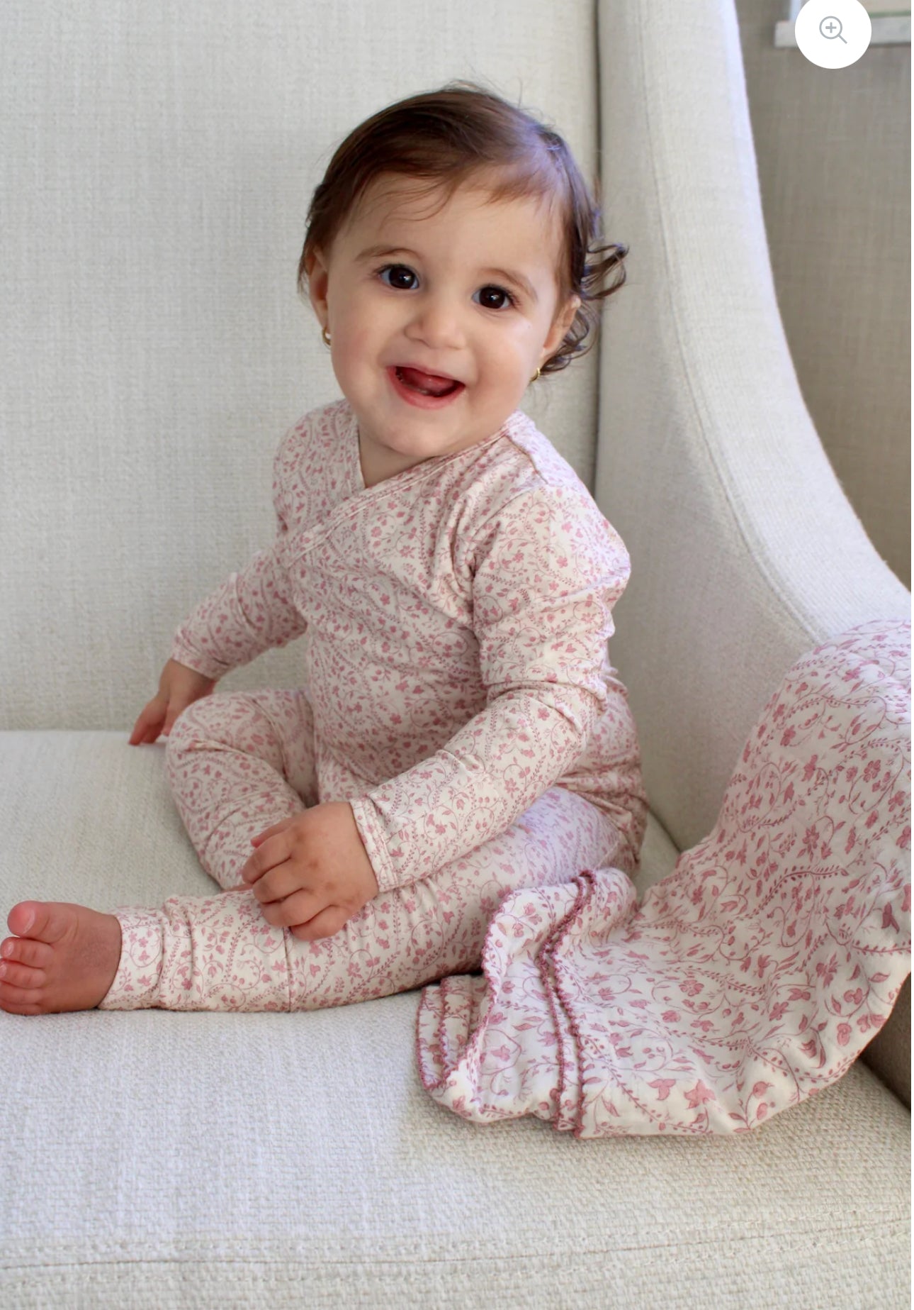 Little Threads Label - Mauve Heirloom Vine Bamboo Wrap Footie