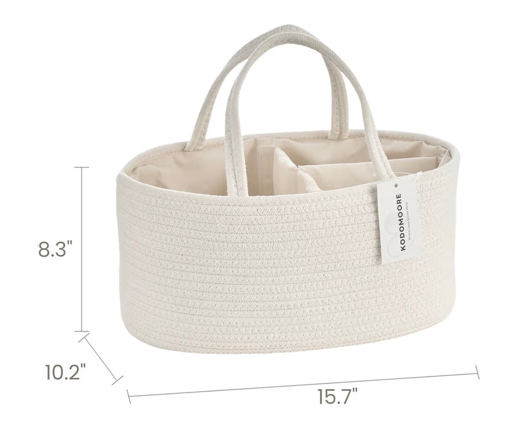 Rope Diaper Caddy – Off White Nursery Organizer & Baby Shower Gift | Blissful Bundlz