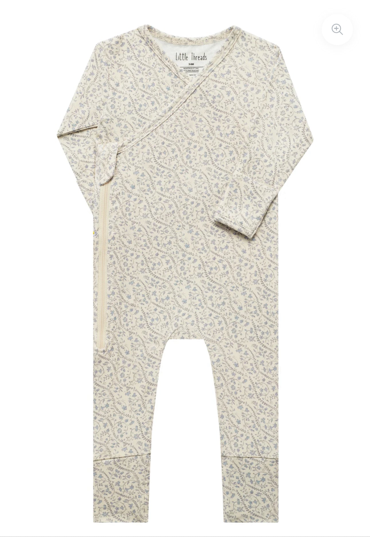 Little Threads Label  - Bluebell Heirloom Vine Bamboo Wrap Footie