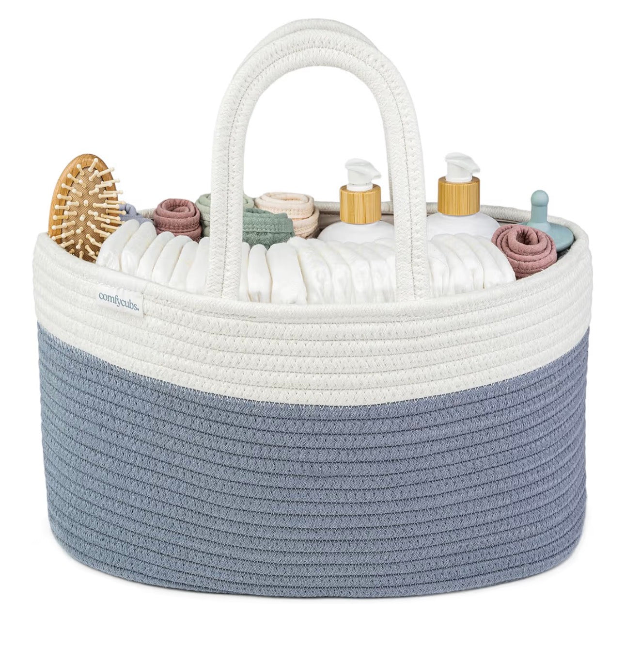 Blue & White Rope Diaper Caddy