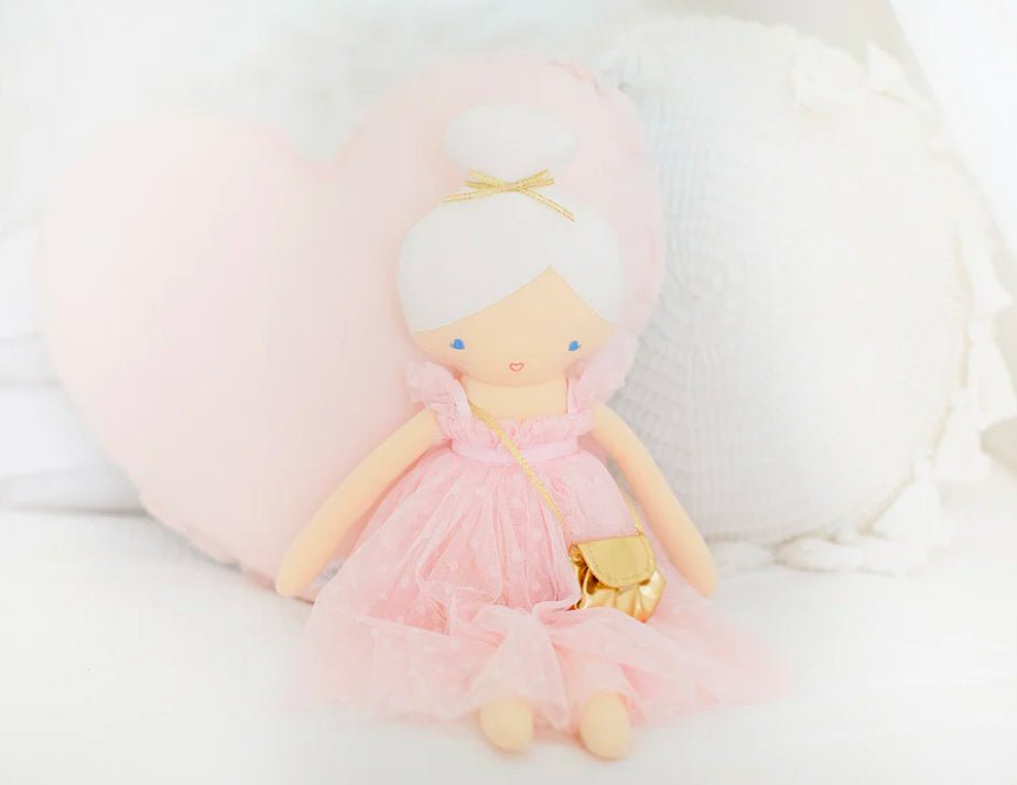 Alimrose Charlotte Pink Tulle Dress Doll - Blissful Bundlz