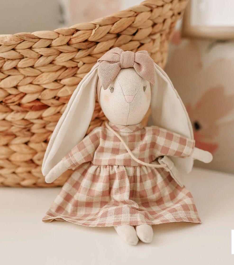 Alimrose Sofia Mini Rose Check Bunny - Doll