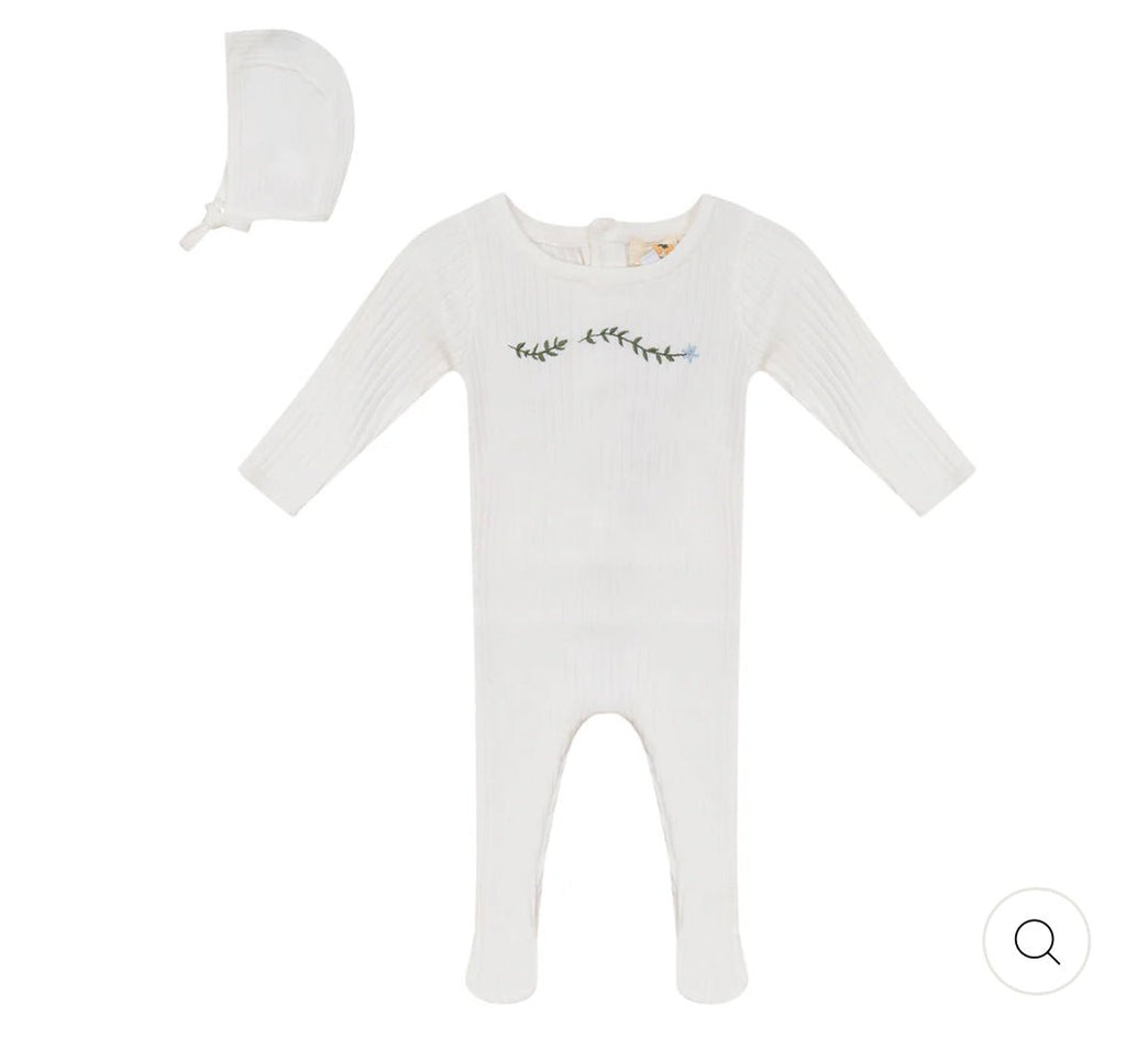 Apricot - Ribbed Knit Footie & Bonnet - Boys - Blissful Bundlz