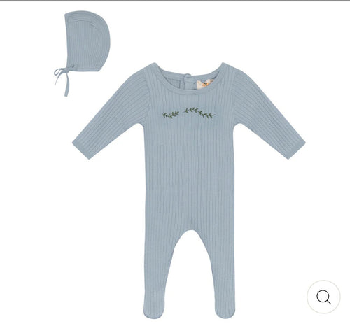 Apricot - Ribbed Knit Footie & Bonnet - Boys - Blissful Bundlz