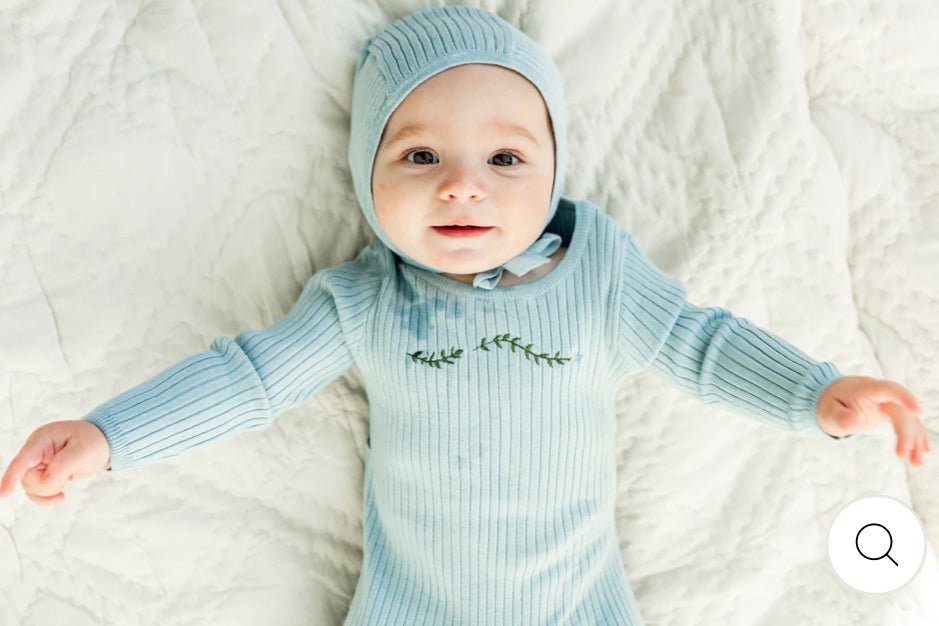 Apricot - Ribbed Knit Footie & Bonnet - Boys - Blissful Bundlz