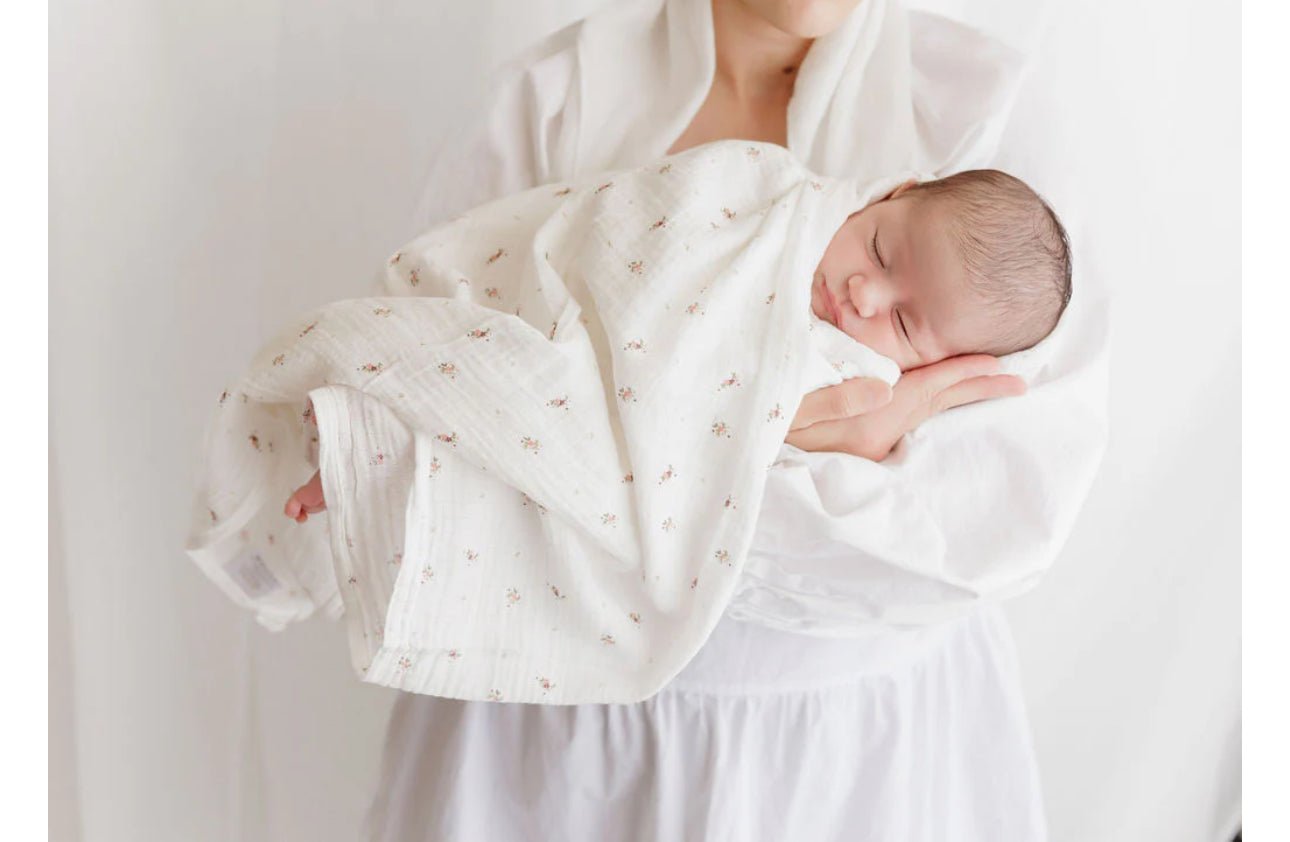 Aurora Classics Floral Print Muslin Swaddle Blanket - Muslin Swaddle
