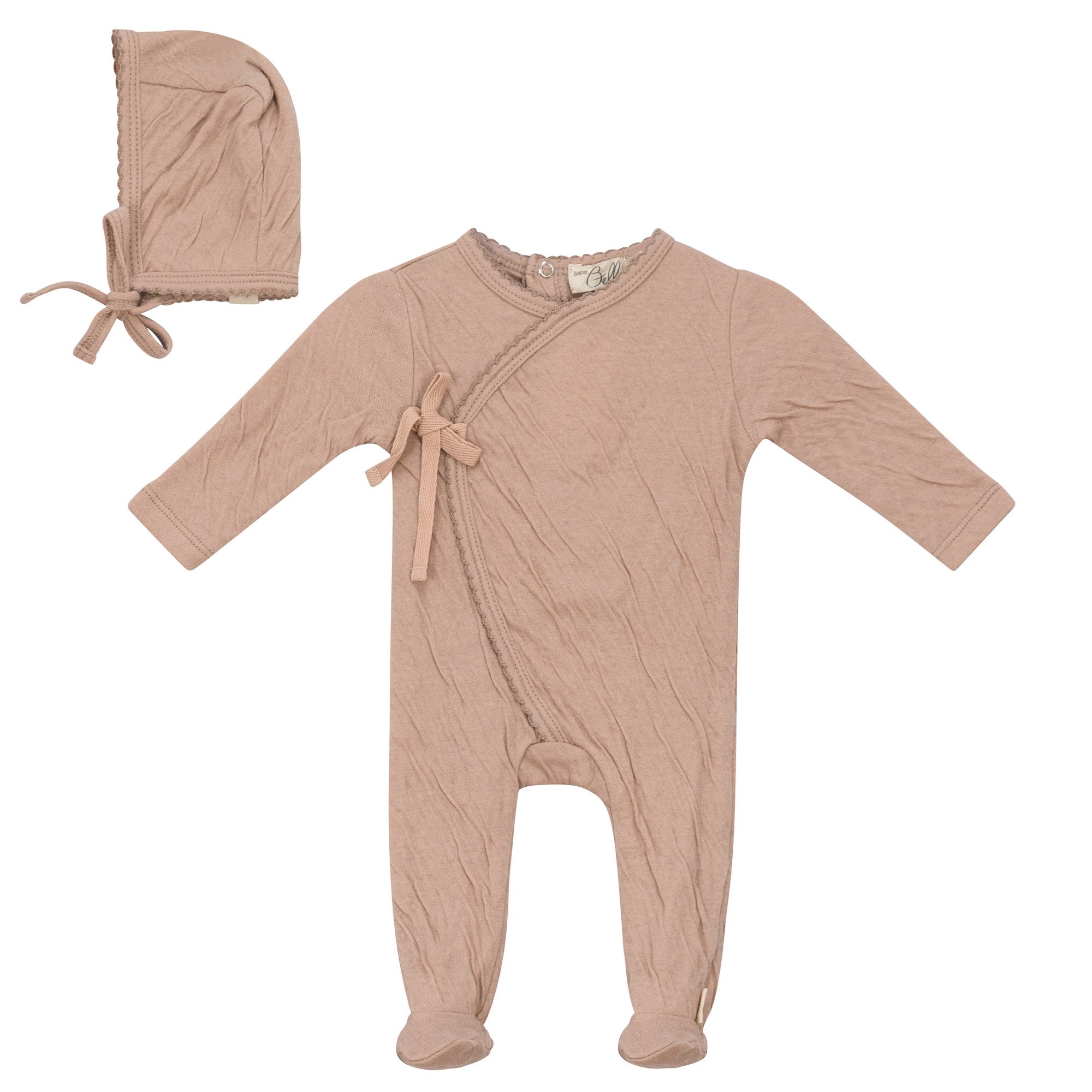 Bebe Bella Crinkled Jersey Wrap Footie & Bonnet - Blissful Bundlz