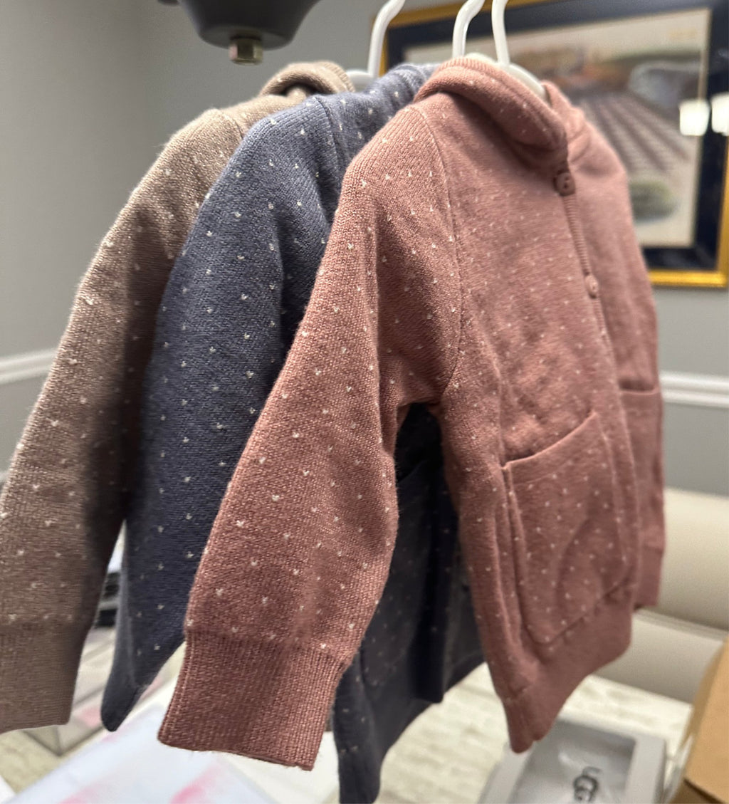 Bebe Bella Dot Knitted Baby Jacket - perfect sweater for cooler weather