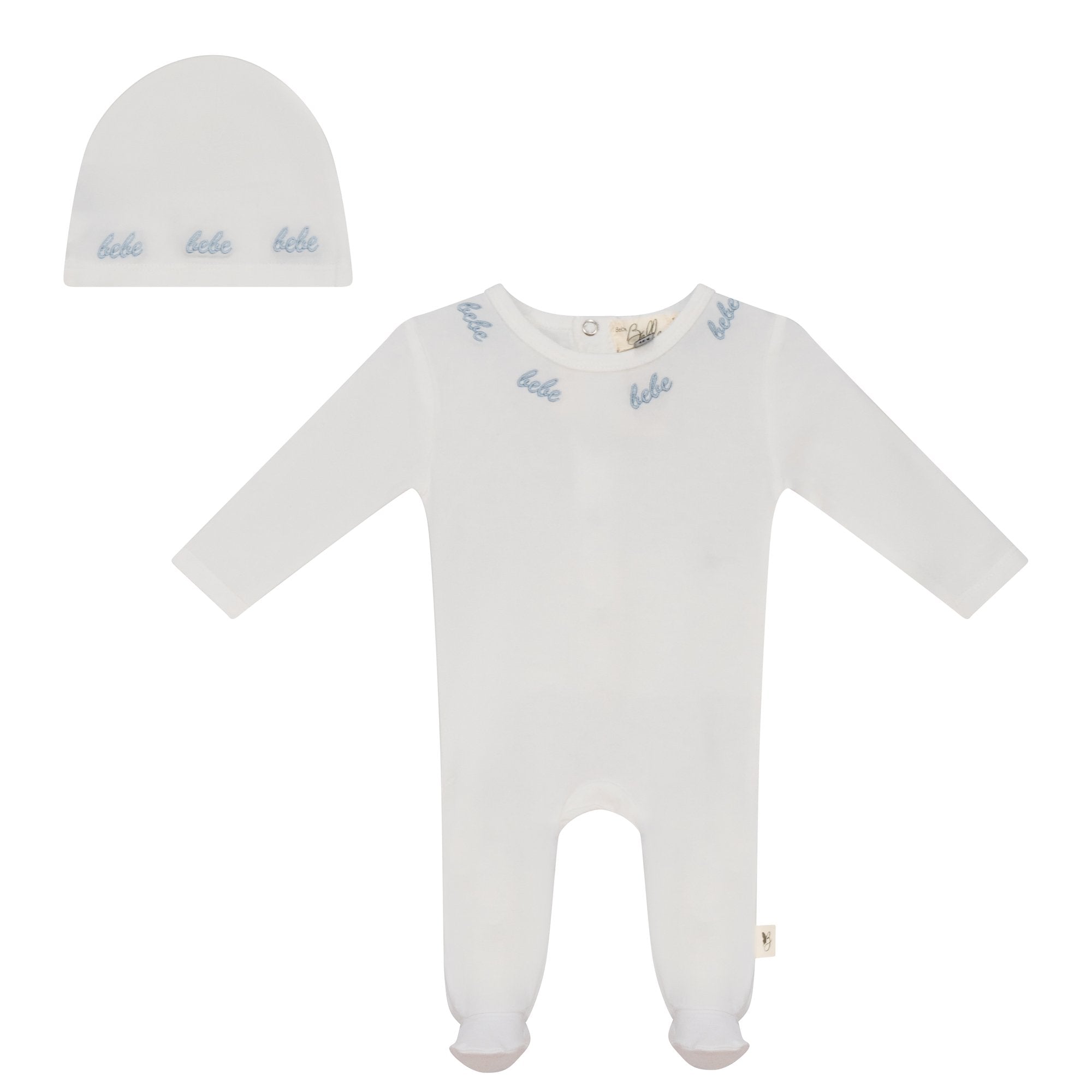 Bebe Bella Embroidered “Bebe” Footie & Beanie - Blissful Bundlz