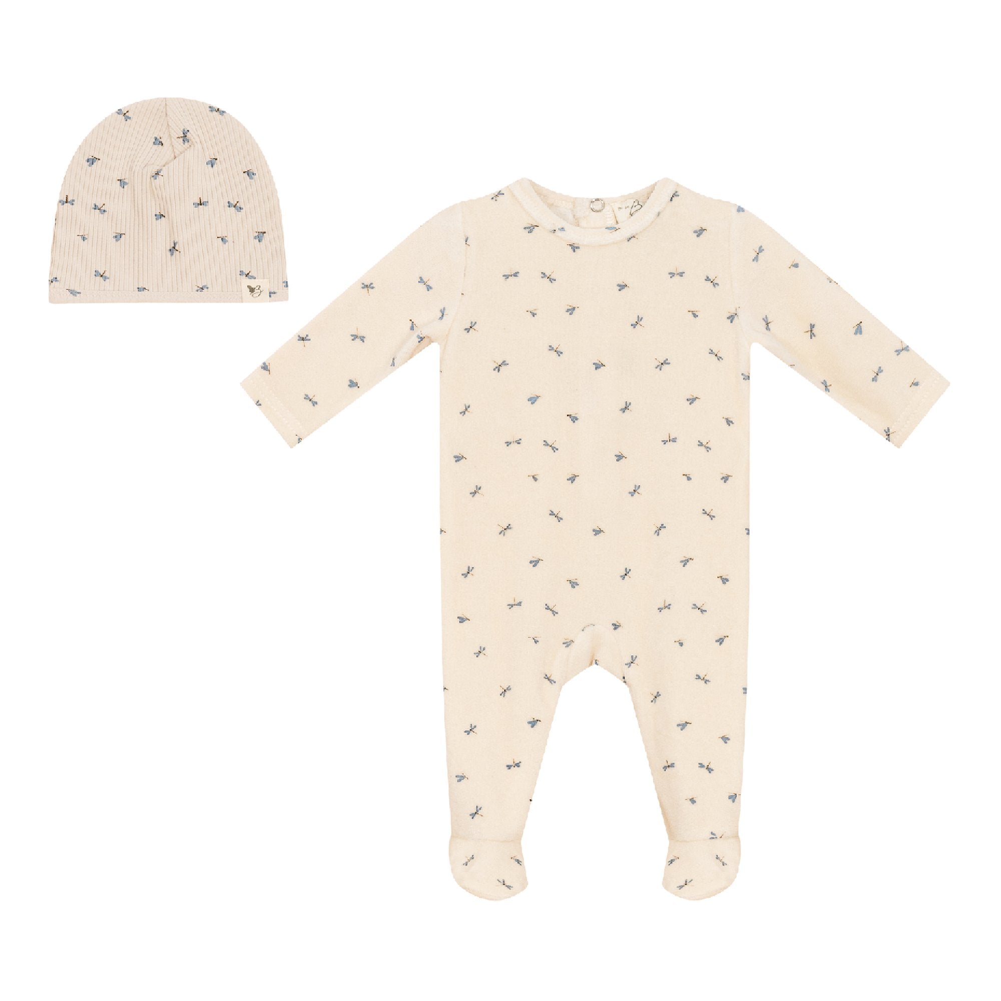 Bebe Bella Firefly Printed Velour Footie & Beanie - Blissful Bundlz