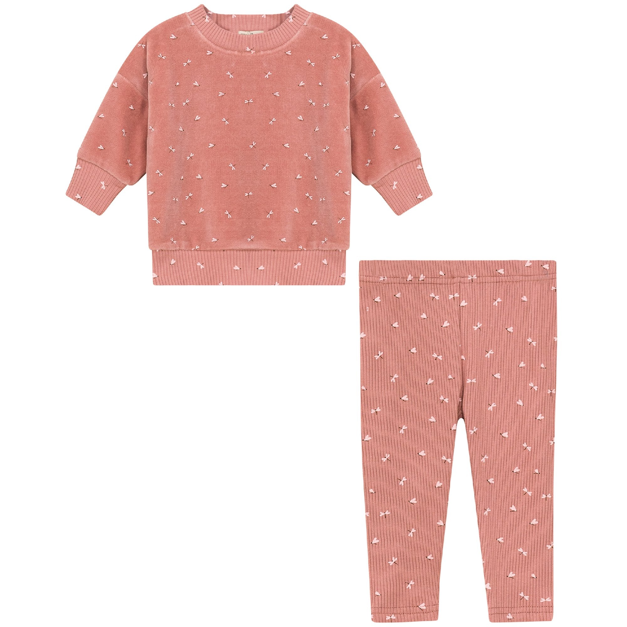 Bebe Bella Firefly Printed Velour Sweatshirt & Ribbed Leggings - Blissful Bundlz