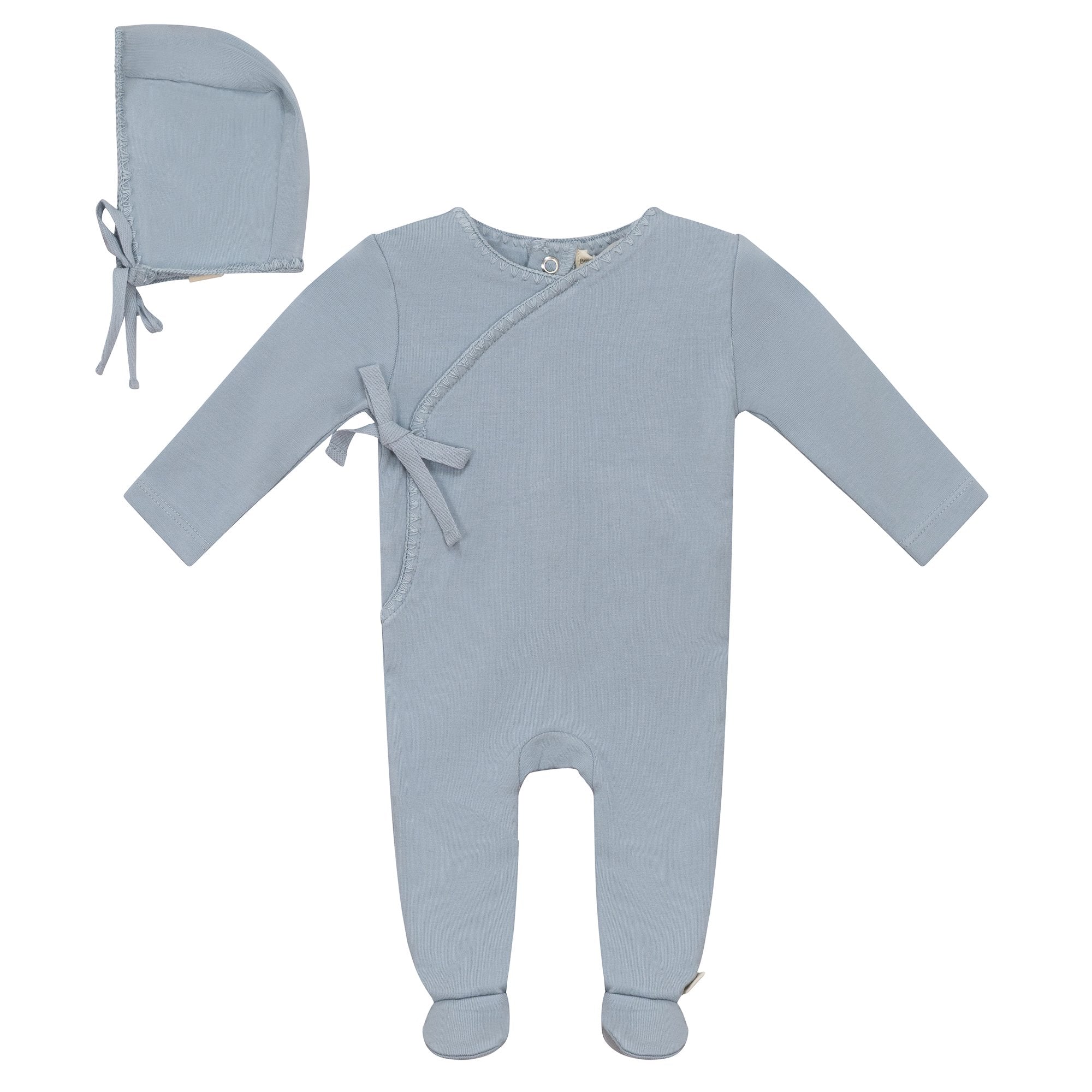 Bebe Bella Knitted Trim Wrap Footie & Bonnet - Blissful Bundlz