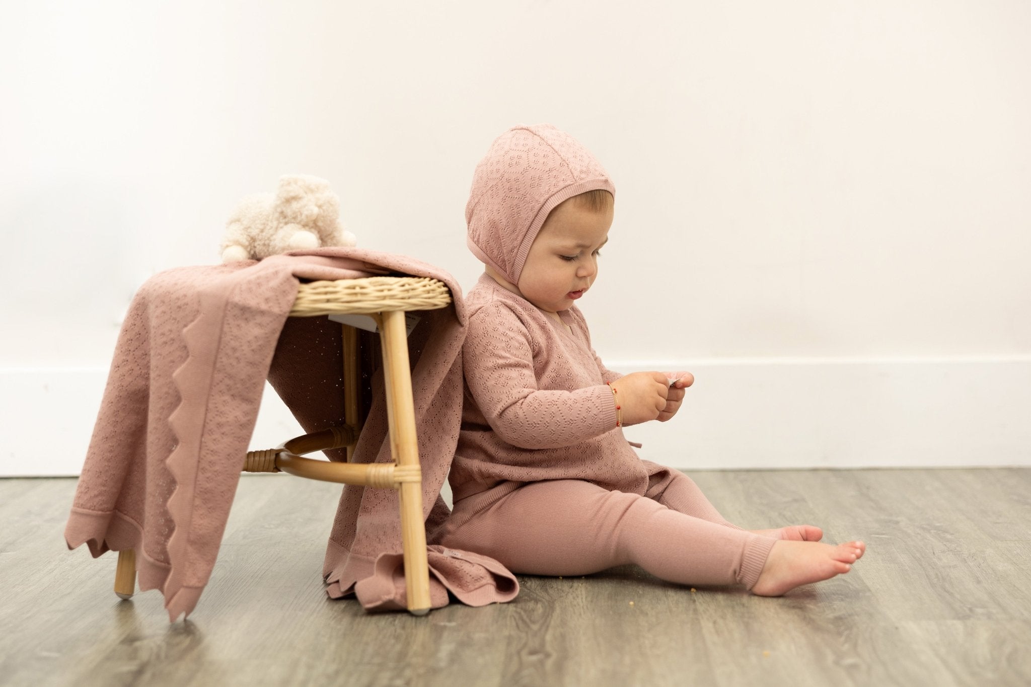 Bebe Bella Pointelle Knit Wrap 2 - Piece Set - Blissful Bundlz