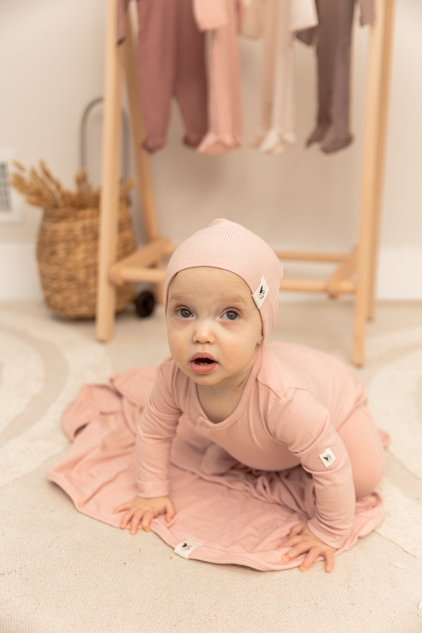 Bebe Bella Ribbed Beanie & Swaddle Gift Set - Size 1M - Blissful Bundlz