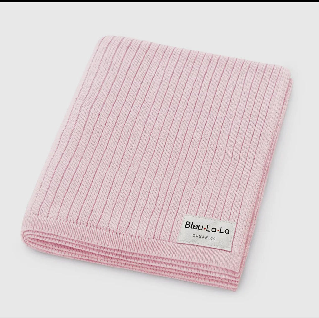 Bleu La La 100% Luxury Organic Cotton Ribbed Blanket - Blissful Bundlz