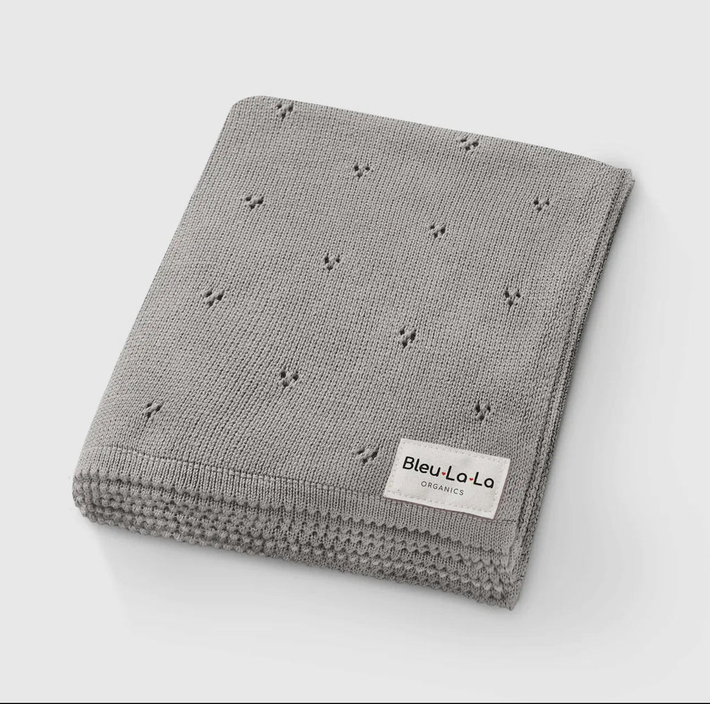 Bleu La La Pointelle Knit Baby Blanket - Blissful Bundlz