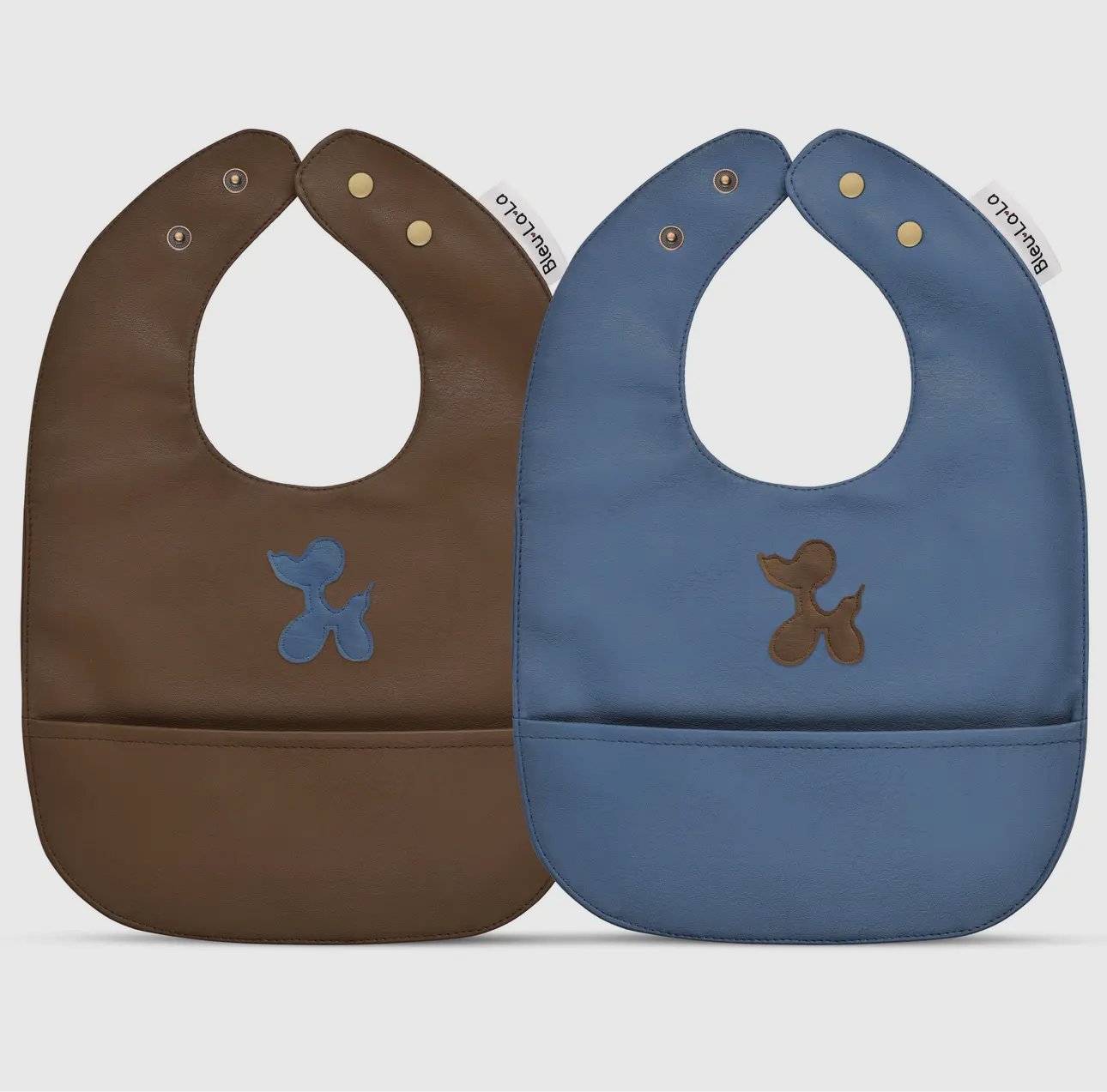 Bleu La La Soft Vegan Leather Bib 12 - 24M - Blissful Bundlz