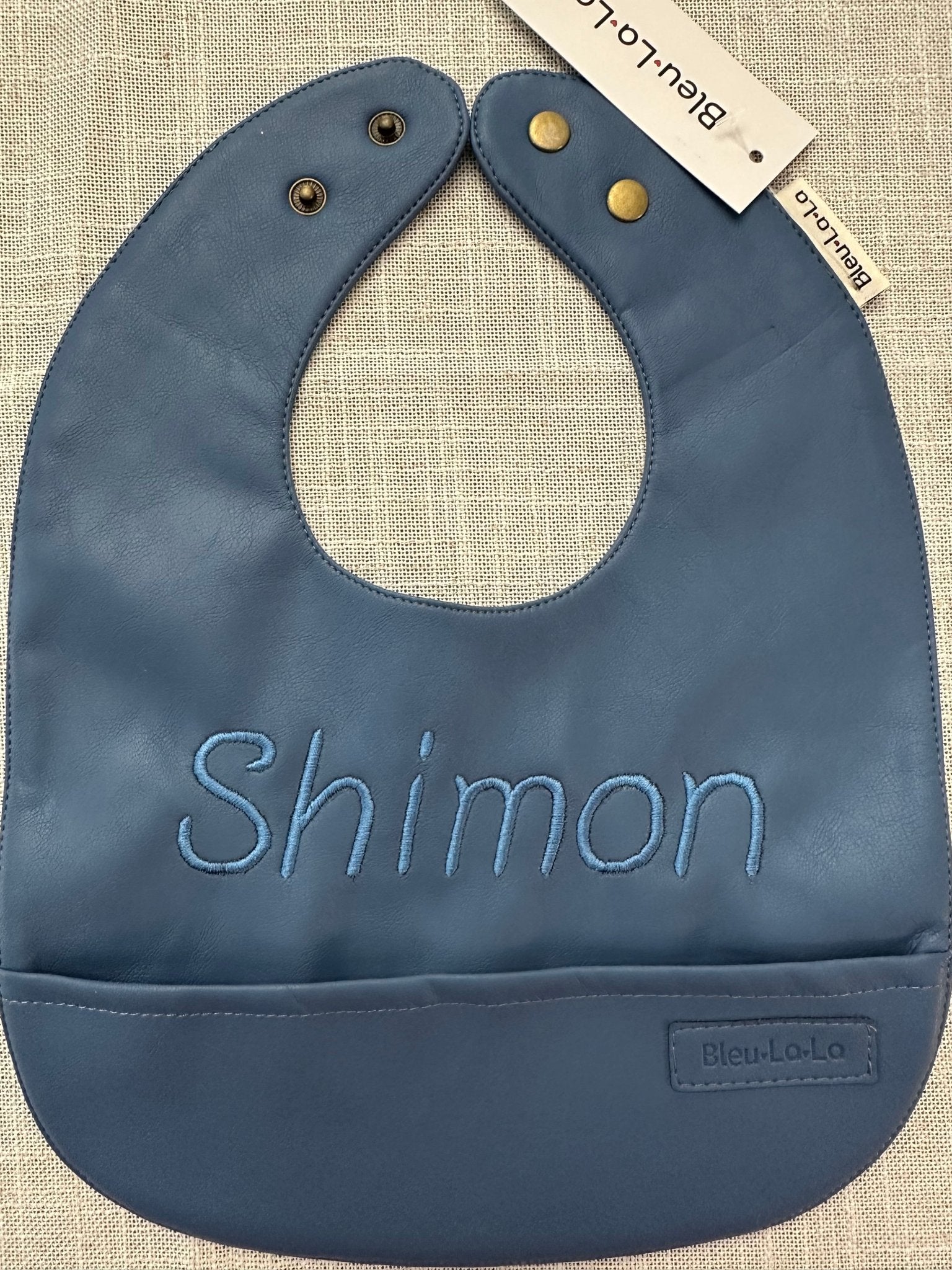 Bleu La La Vegan Leather Boy Bib - Bib