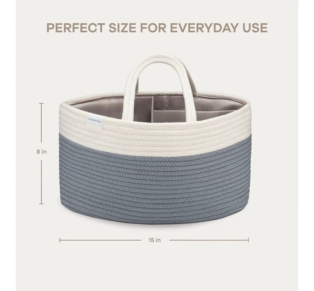 Blue & White Rope Diaper Caddy - Caddy
