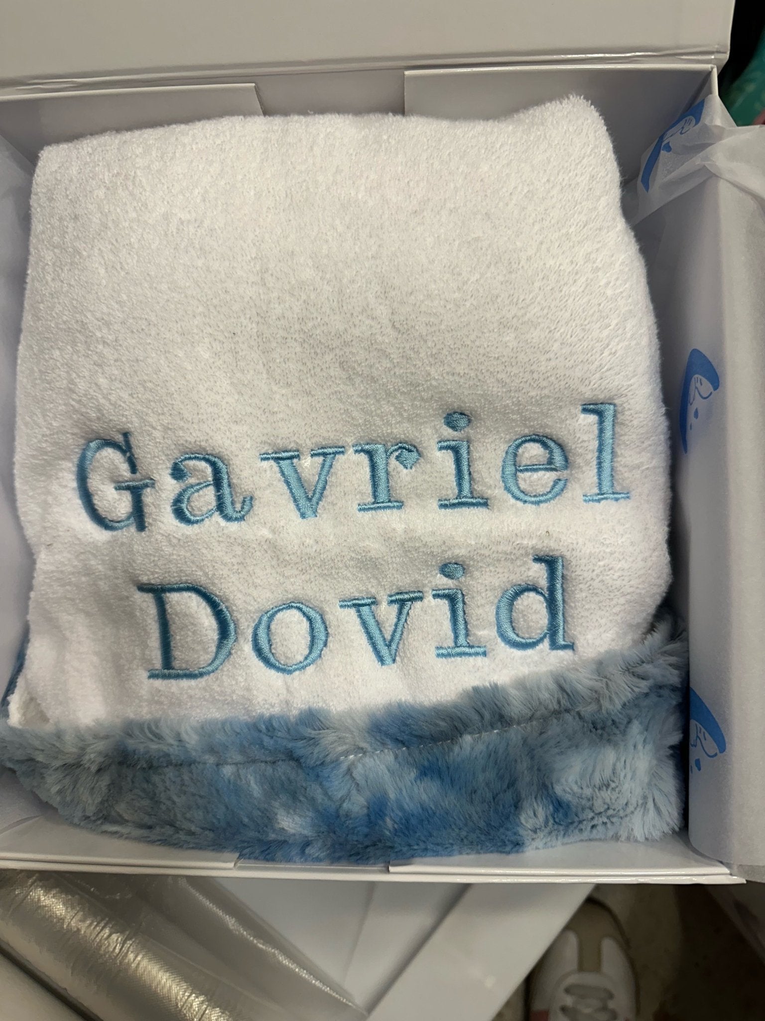 Bondoux Bebe Blue Tie Dye Fuzzy Hooded Baby Towel - Towel