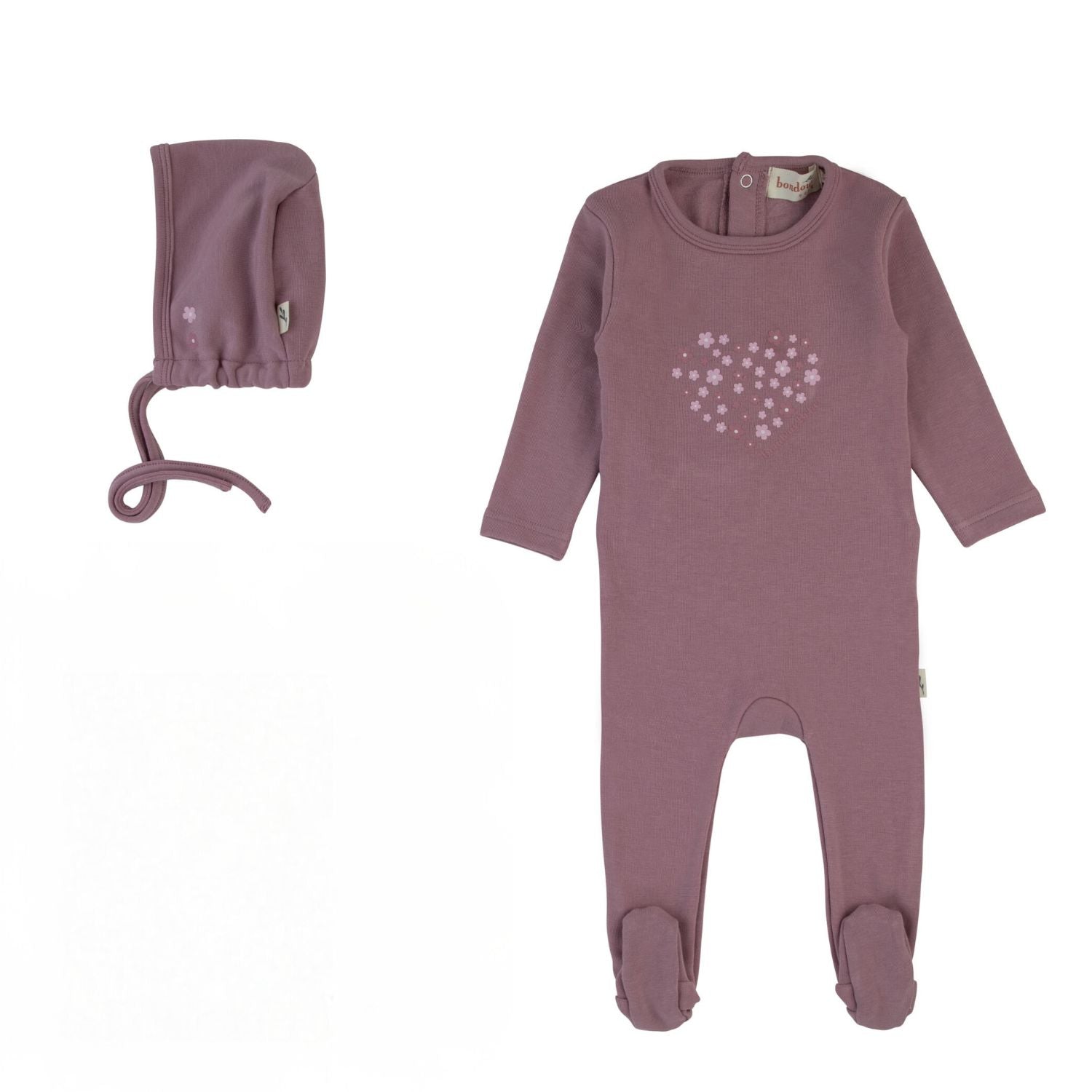 Bondoux Bebe Flower Cozy Footie & Bonnet - Blissful Bundlz