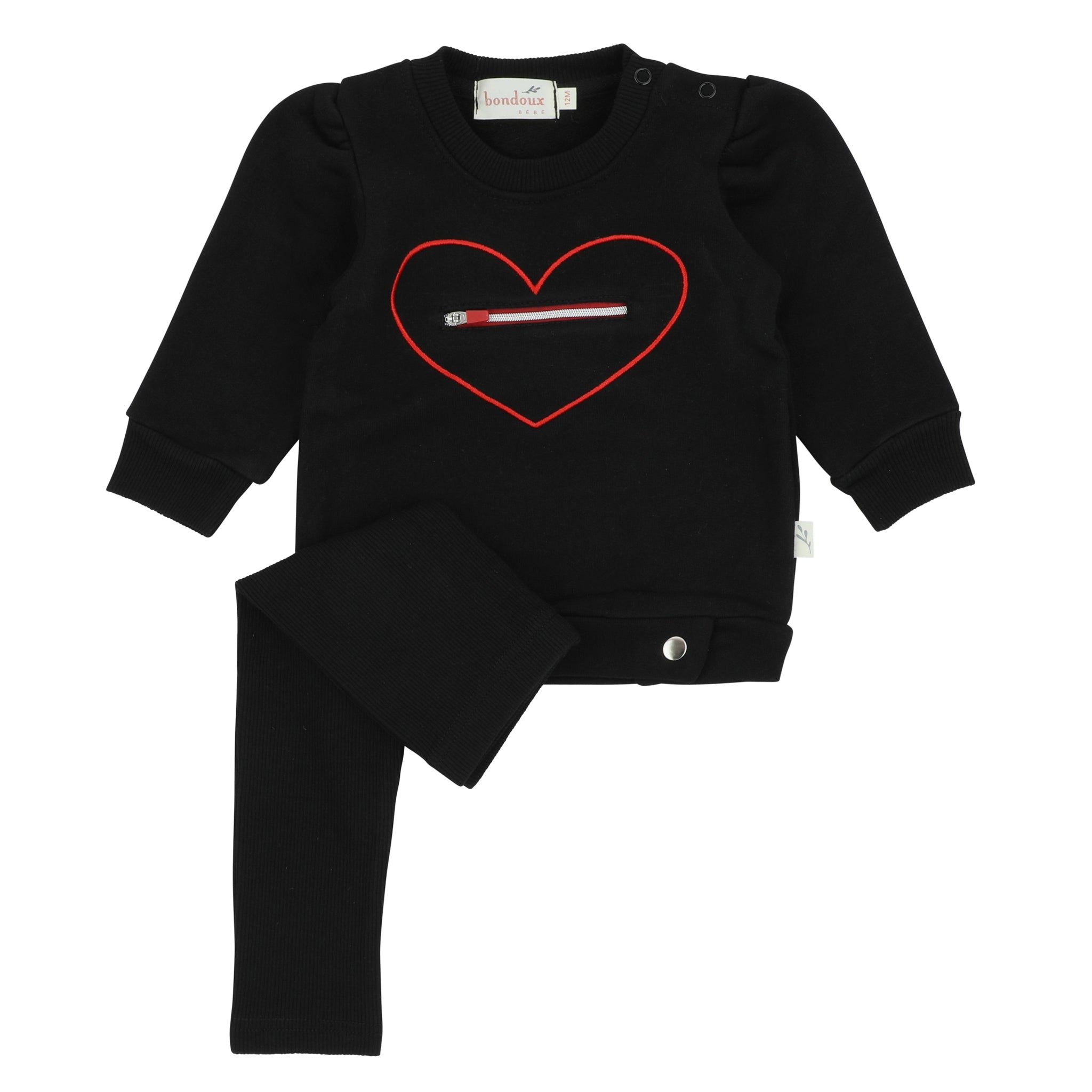 Bondoux Bebe Red Heart & Zipper Black 2 pcs Set - Blissful Bundlz