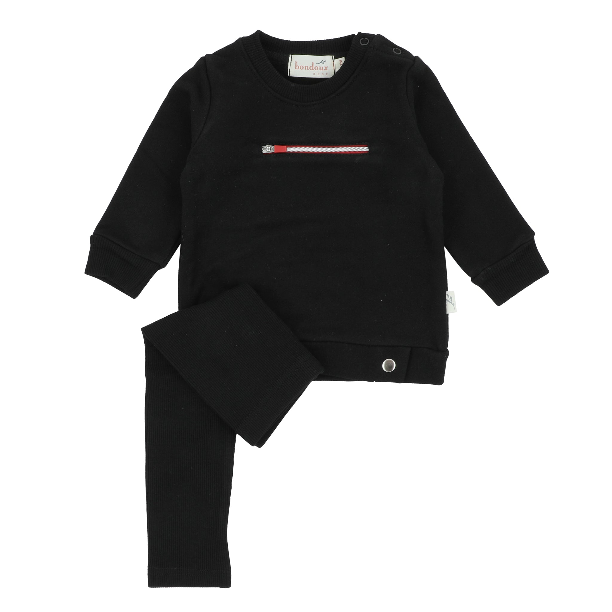 Bondoux Bebe Red Zipper Black 2 pcs Set - Blissful Bundlz