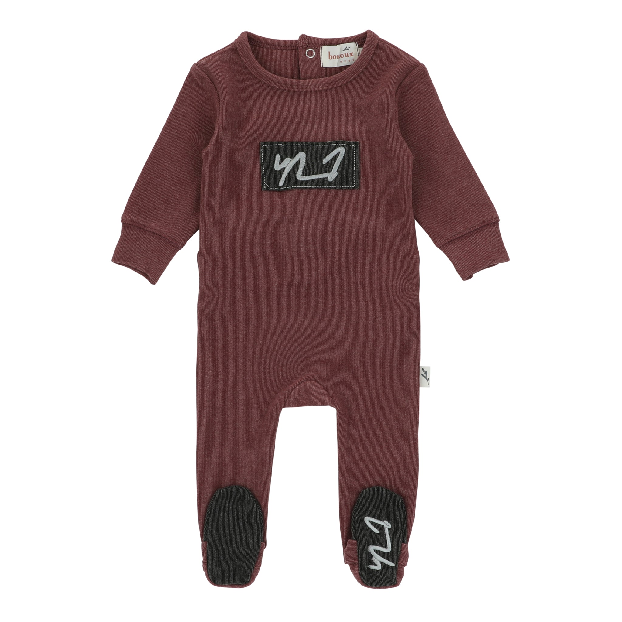 Bondoux Bebe Script Print Sweatshirt Footie - Blissful Bundlz