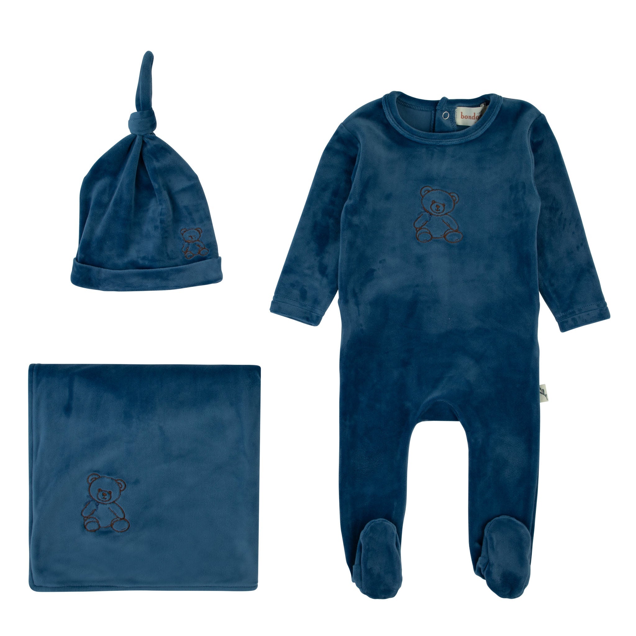 Bondoux Bebe Teddy Soft Velour 3 Piece Layette Set - Blissful Bundlz