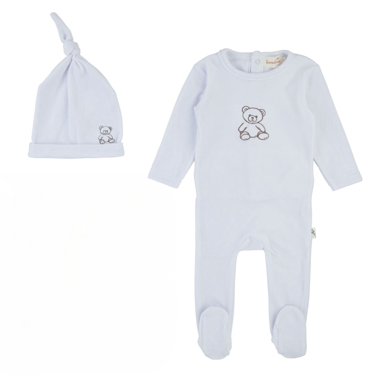 Bondoux Bebe Teddy Soft Velour Footie & Beanie - Blissful Bundlz