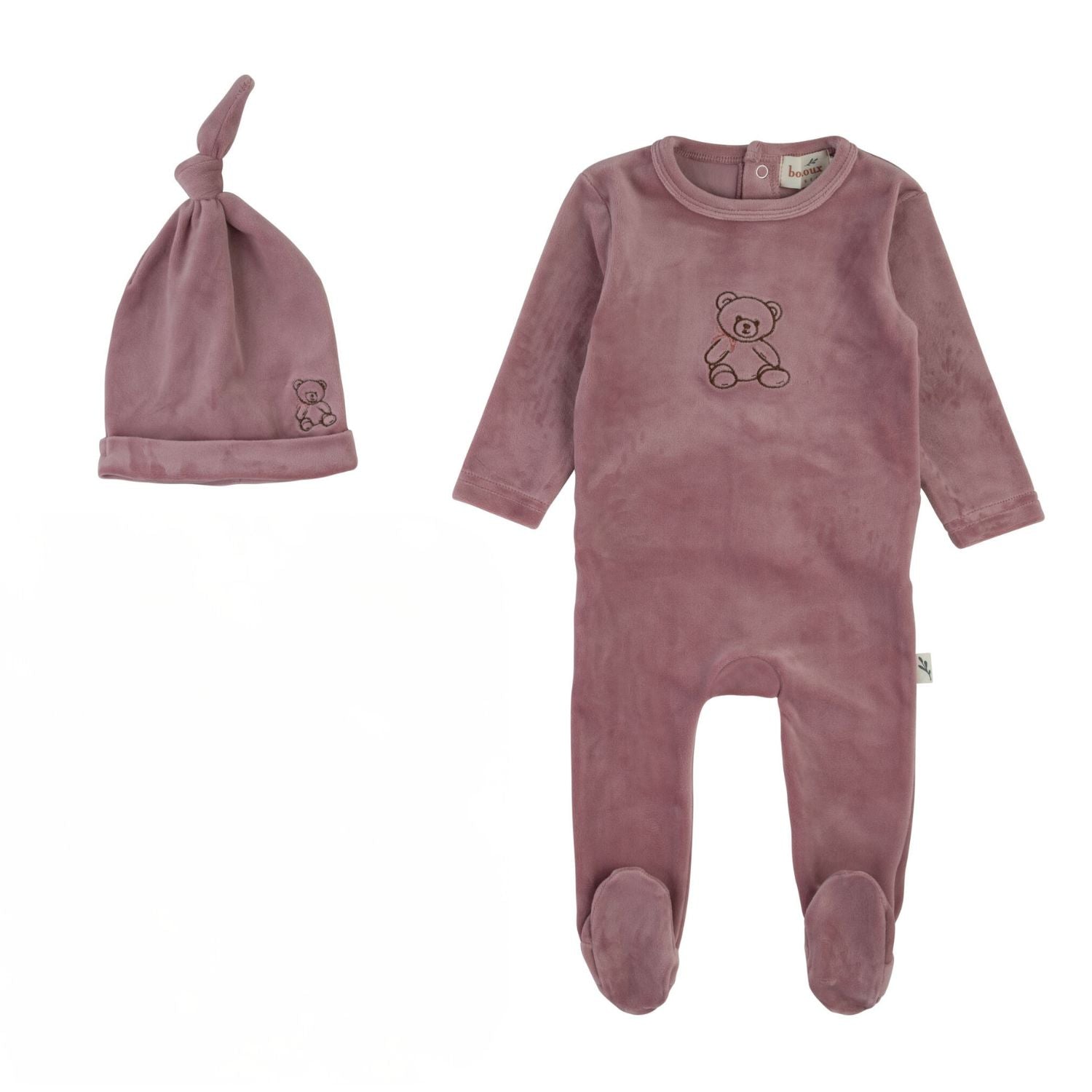 Bondoux Bebe Teddy Soft Velour Footie & Beanie - Blissful Bundlz