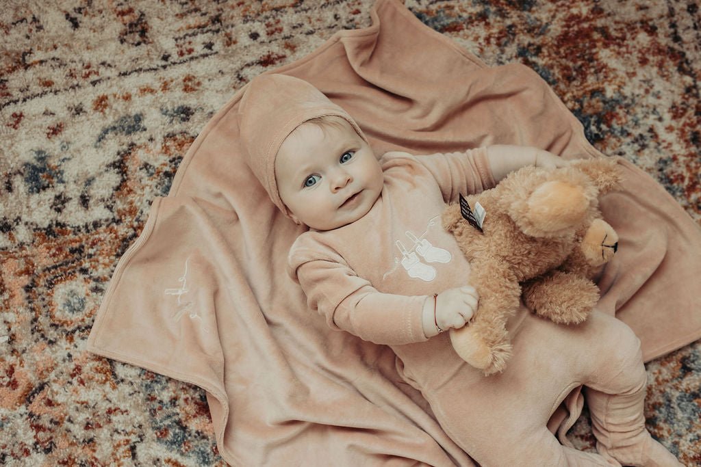 Bondoux Bebe Velour Bootie Footie & Hat - Blissful Bundlz