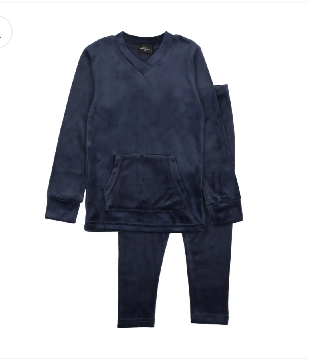 Cuddle & Coo Navy Velour Kangaroo Pocket Pajamas - Blissful Bundlz