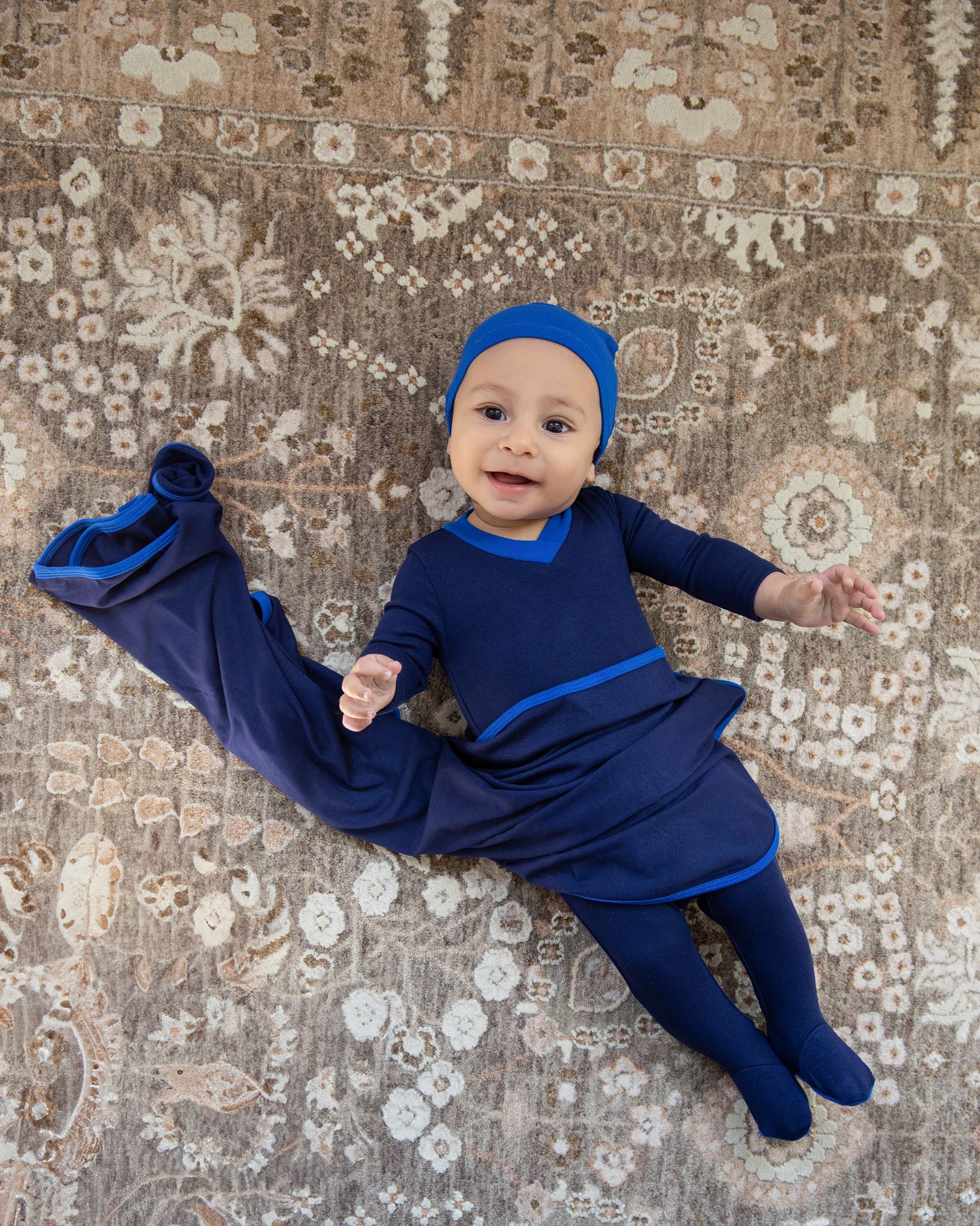 Cuddle & Coo Royal Blue V - Neck Footie - Blissful Bundlz