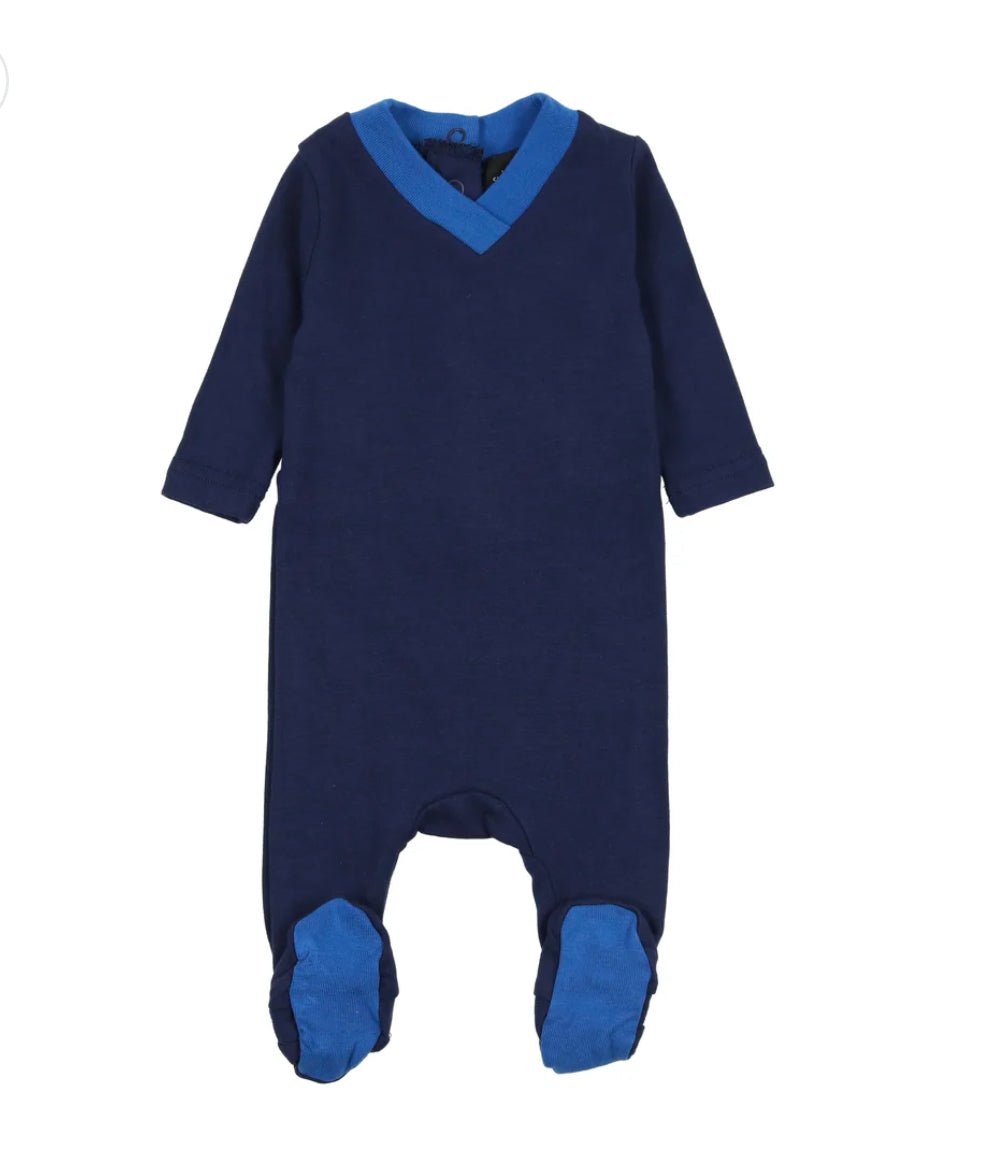 Cuddle & Coo Royal Blue V - Neck Footie - Blissful Bundlz