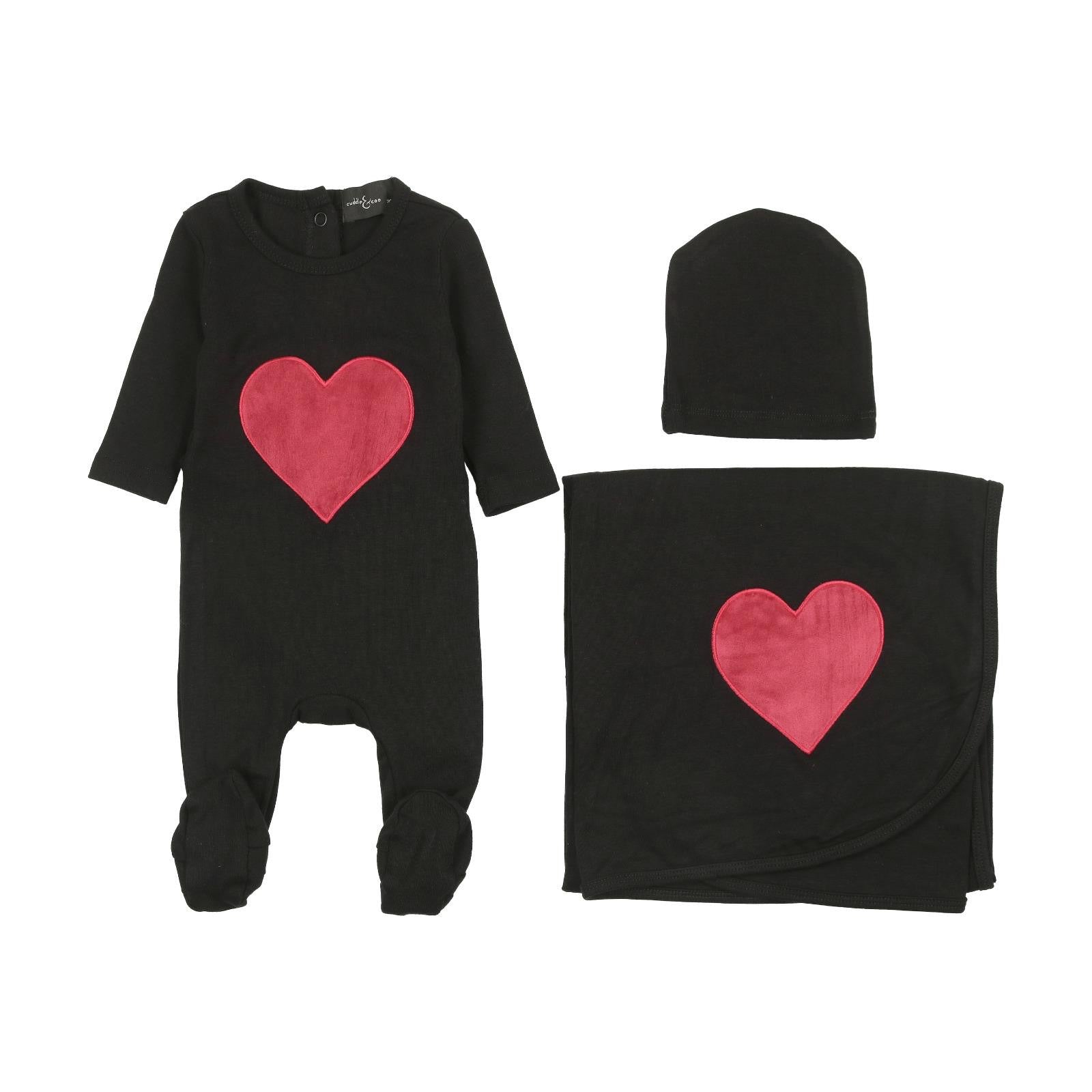 Cuddle & Coo Velour Heart Footie - Blissful Bundlz