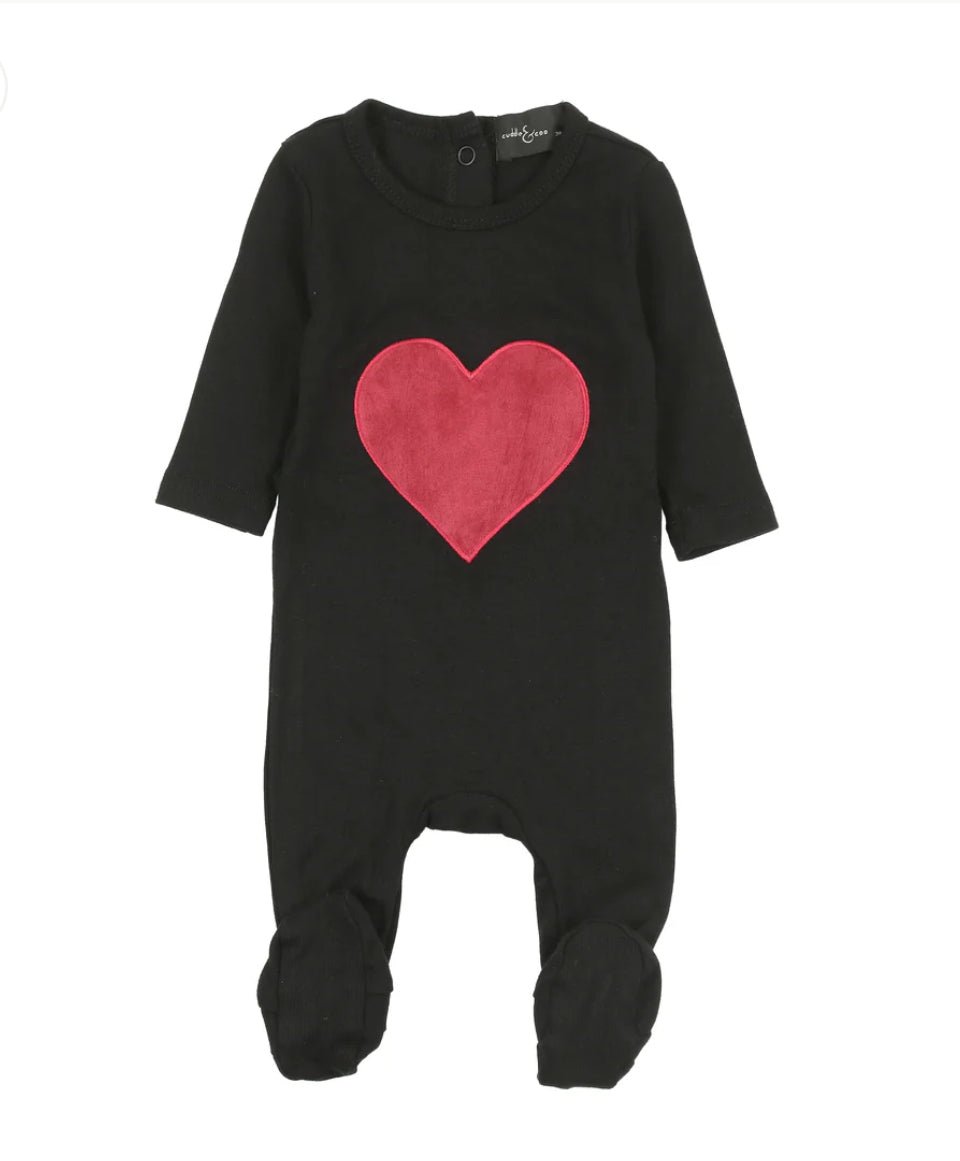 Cuddle & Coo Velour Heart Footie - Blissful Bundlz