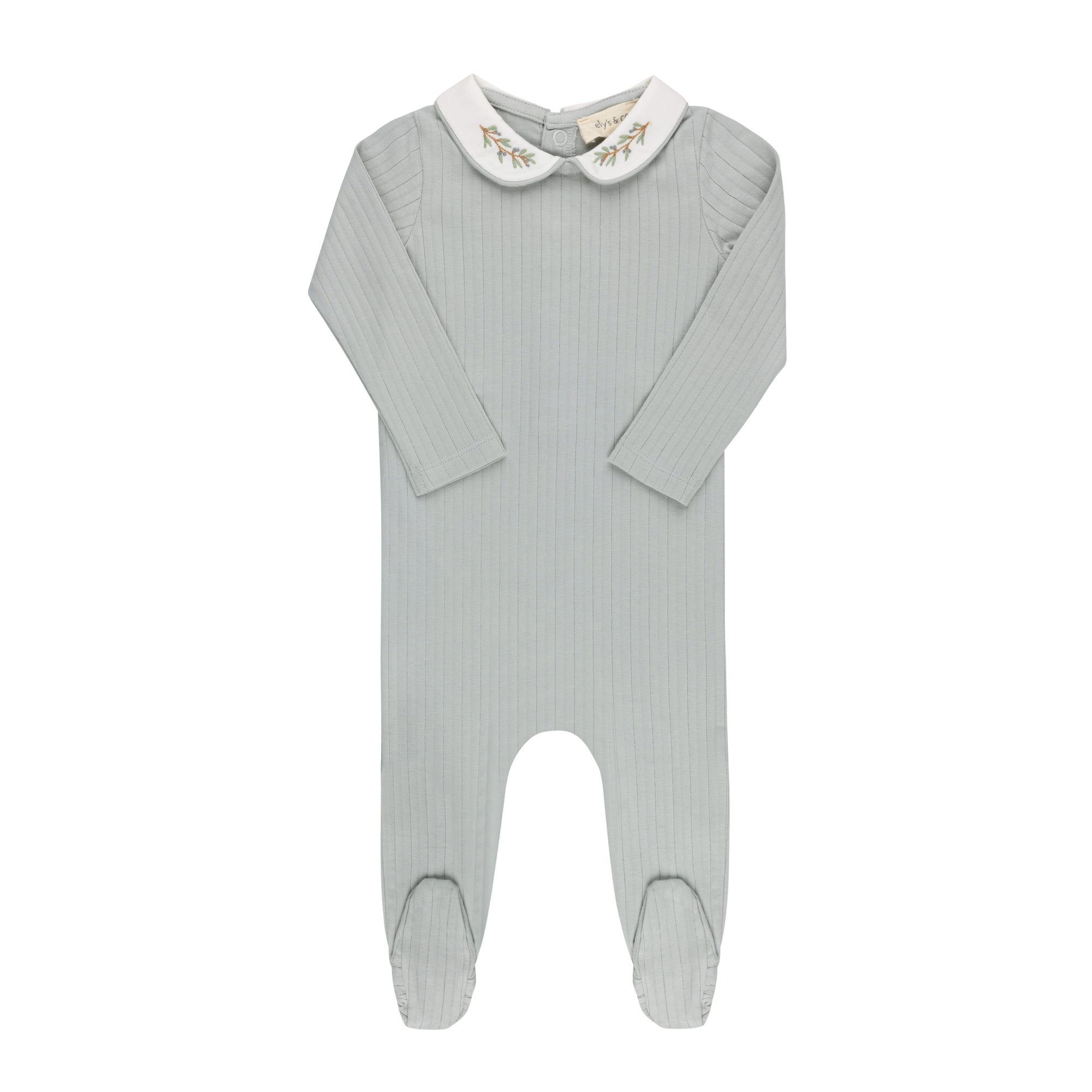 Elys & Co. Cotton Wide Ribbed Embroidered Collar Collection Footie - Blissful Bundlz