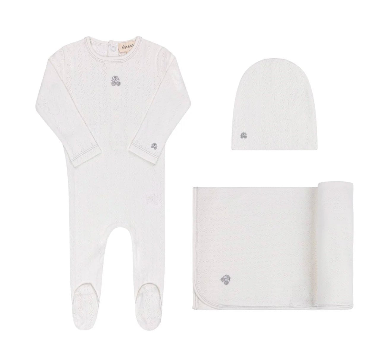 Elys & Co. Embroidered Cherry Pointelle Collection Layette Set - Blissful Bundlz