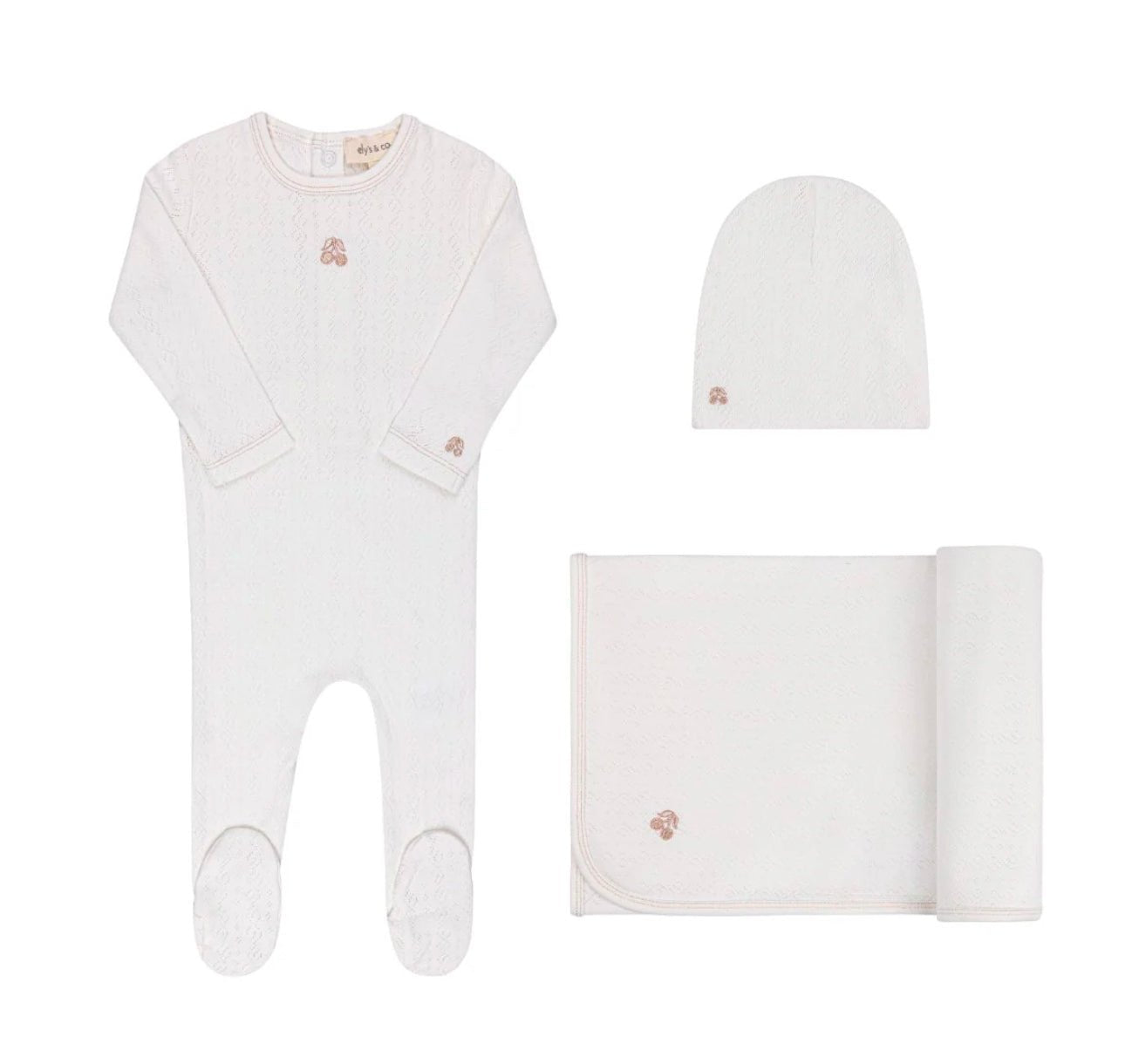 Elys & Co. Embroidered Cherry Pointelle Collection Layette Set - Blissful Bundlz