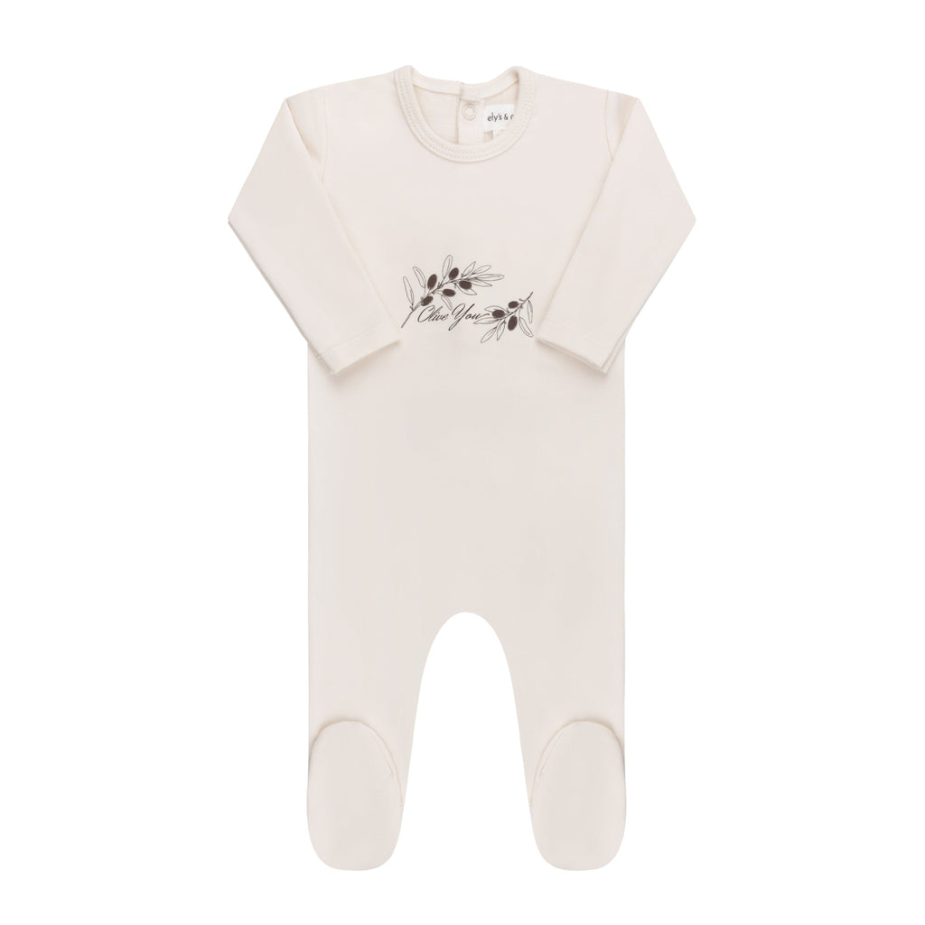 Elys & Co. French Terry Olive You Collection Footie - Blissful Bundlz