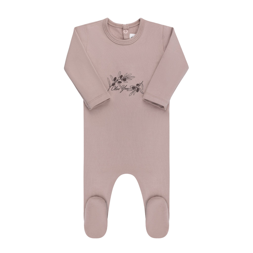 Elys & Co. French Terry Olive You Collection Footie - Blissful Bundlz