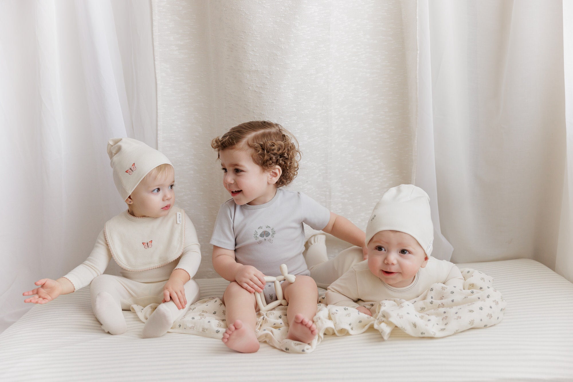 Ely’s & Co. Garden Floral Center Collection Layette Set - Ivory Boy - Blissful Bundlz