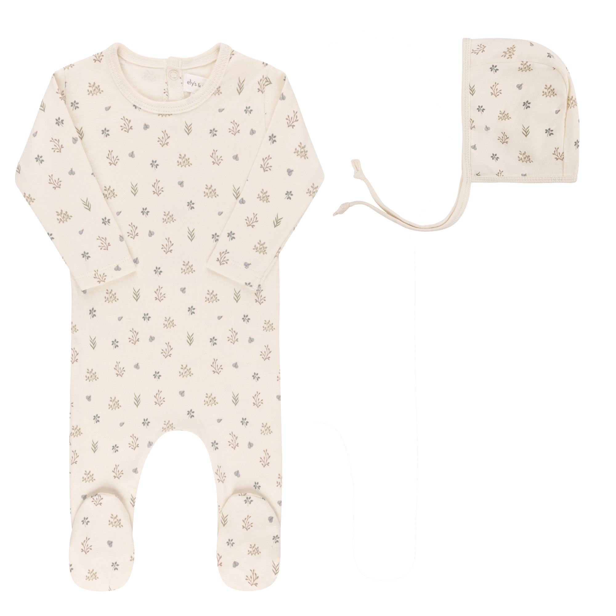 Ely’s & Co. Garden Floral Print Collection Footie & Bonnet - Boys - Blissful Bundlz