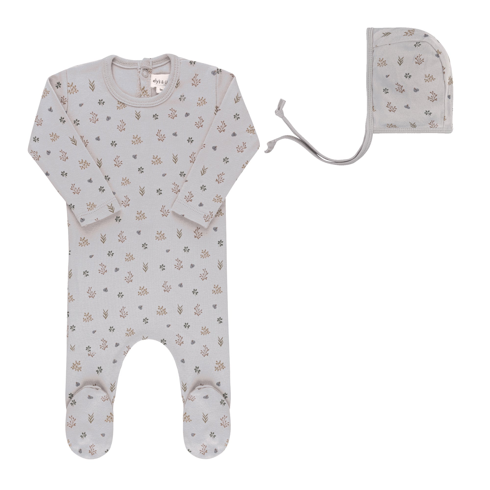 Ely’s & Co. Garden Floral Print Collection Footie & Bonnet - Boys - Blissful Bundlz