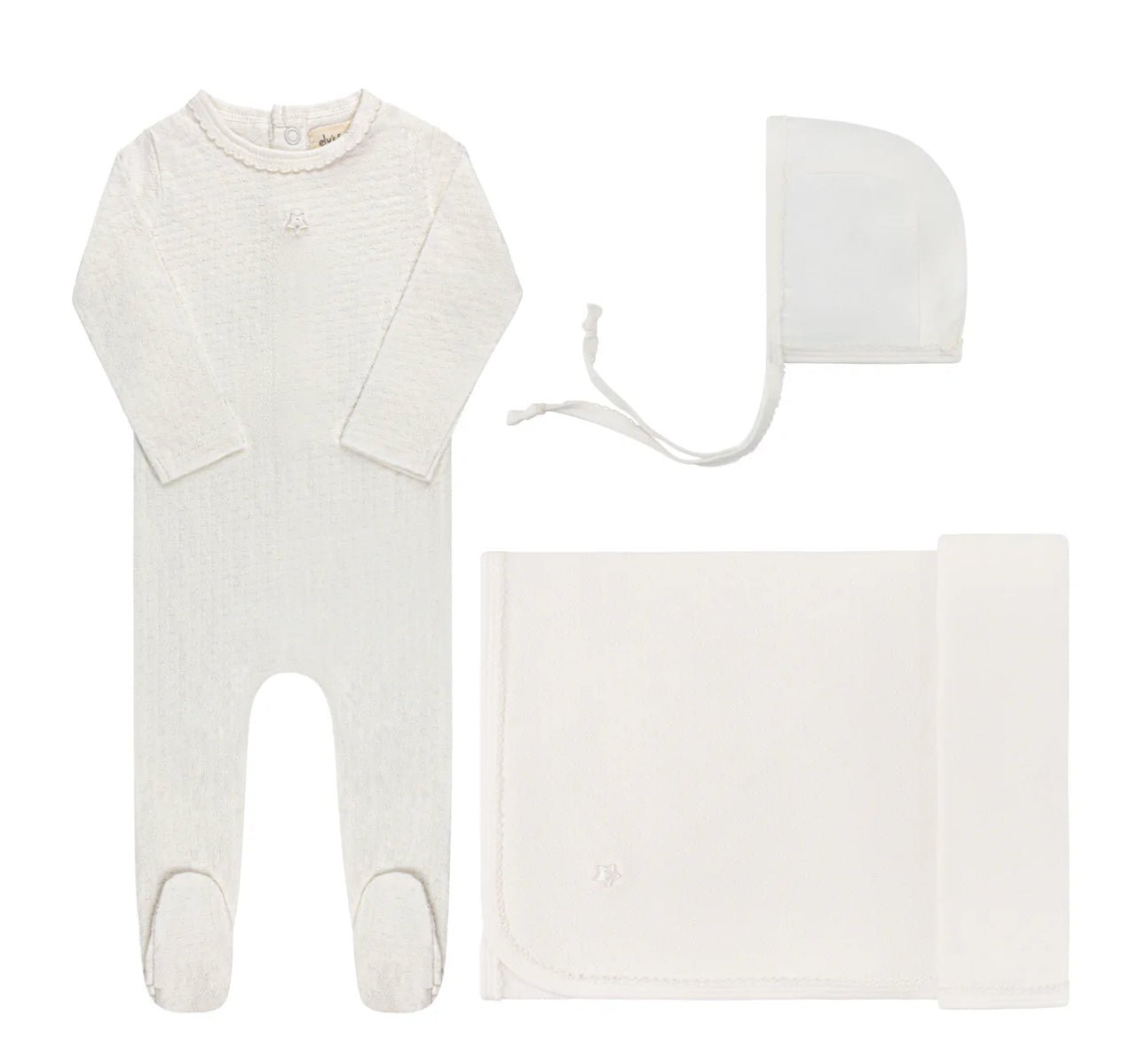 Ely’s & Co. Ivory Pointelle Star 3 Piece Layette Set - Blissful Bundlz