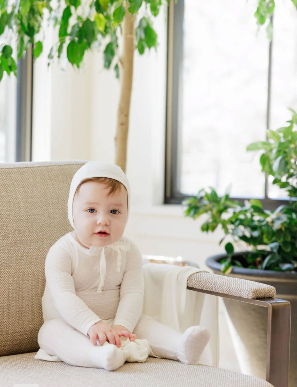 Ely’s & Co. Ivory Pointelle Star Footie & Bonnet - Blissful Bundlz